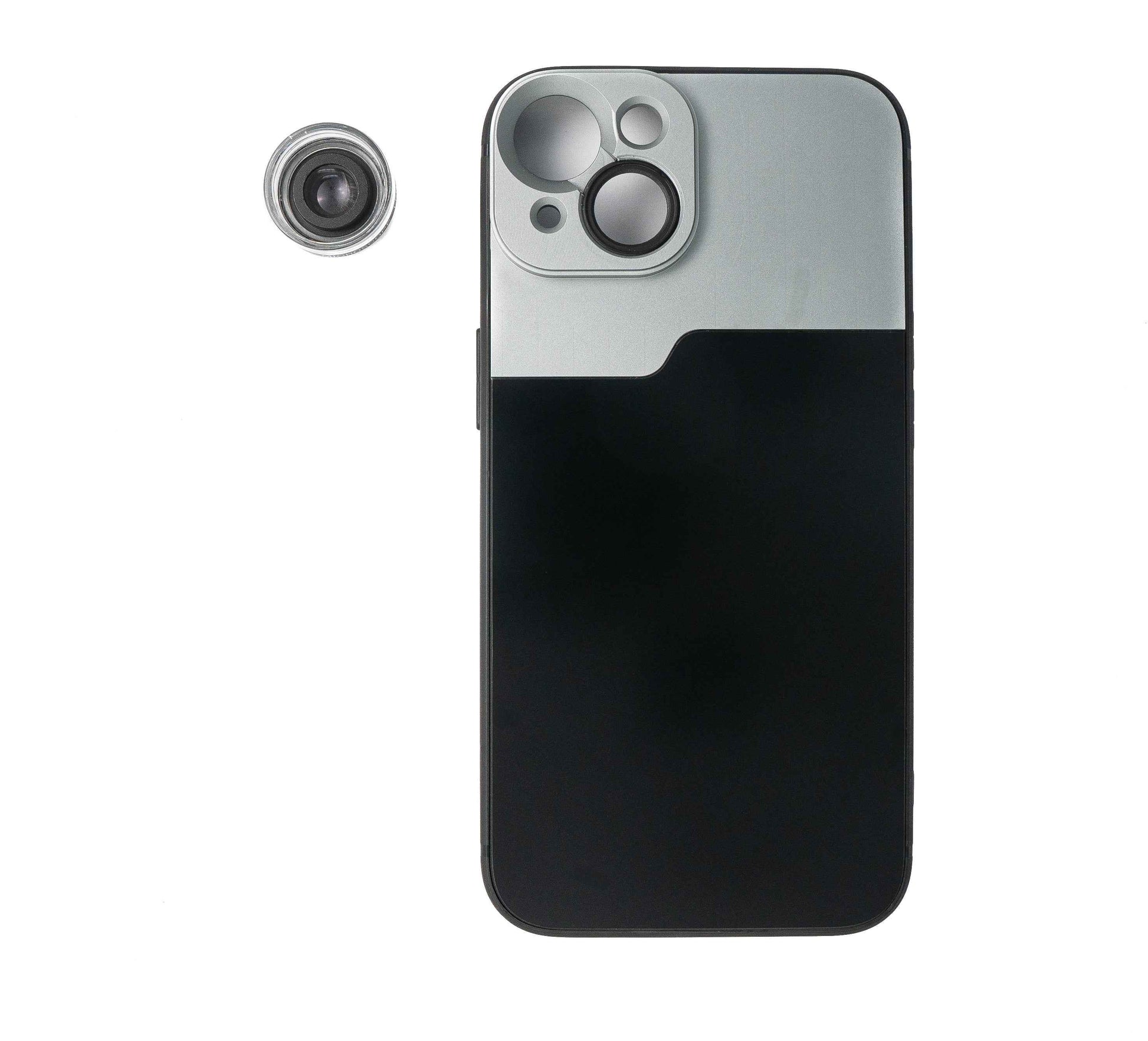 SYSTEM-S Makro Linse 30x Mikroskop Filter mit Hülle in Schwarz für iPhone 13