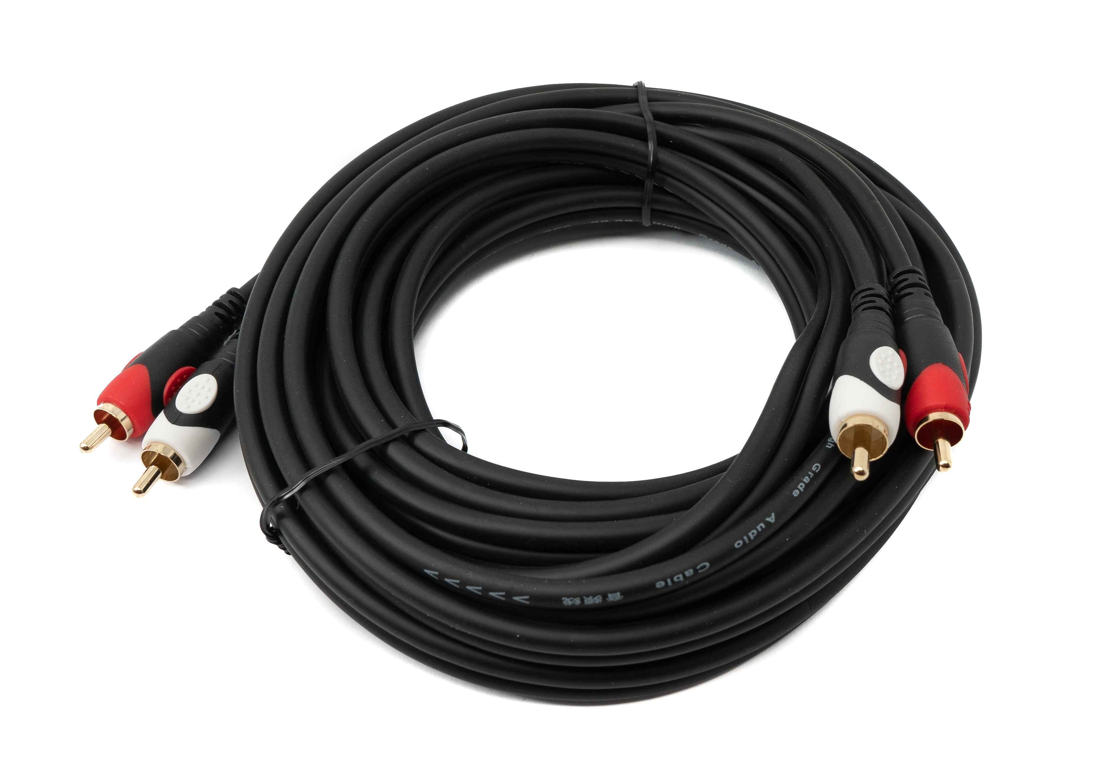 SYSTEM-S Cinch 2 RCA Kabel 5 m Stecker zu Stecker Stereo AV in Schwarz
