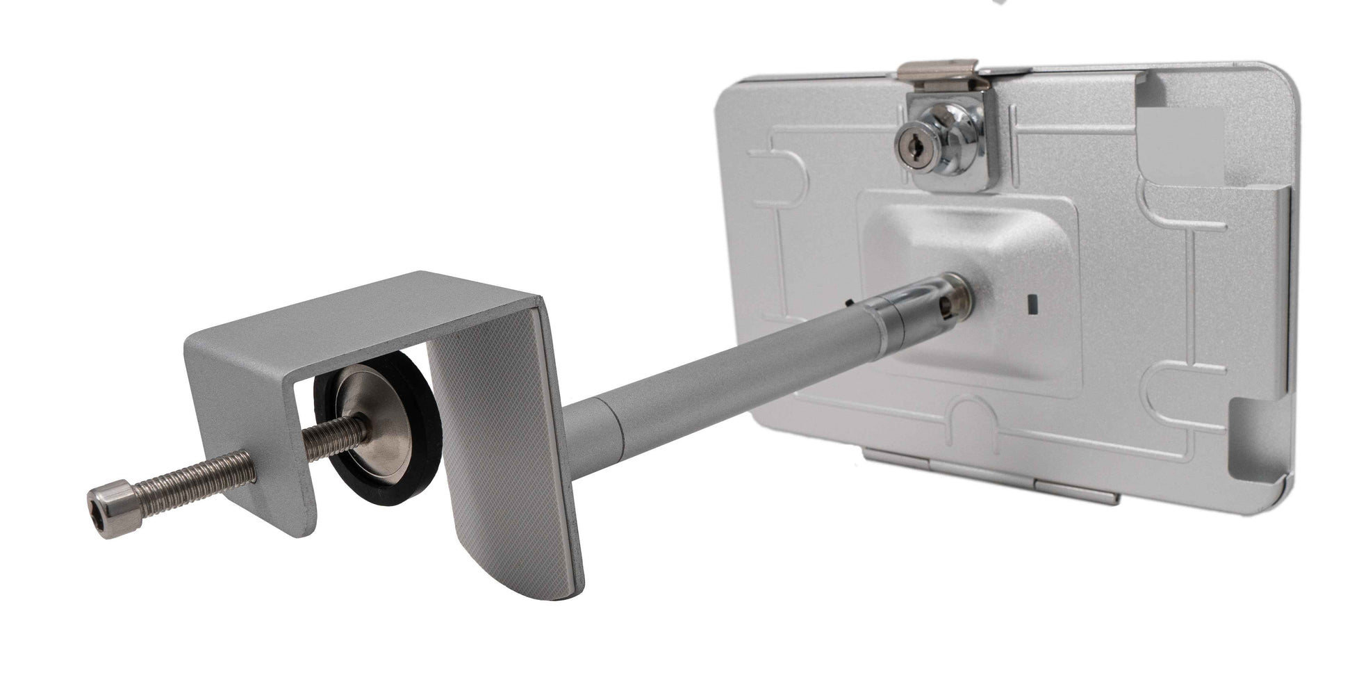 SYSTEM-S Tischhalterung Klemme 360° Ständer abschließbar für iPad Mini 6 (2021) in Grau