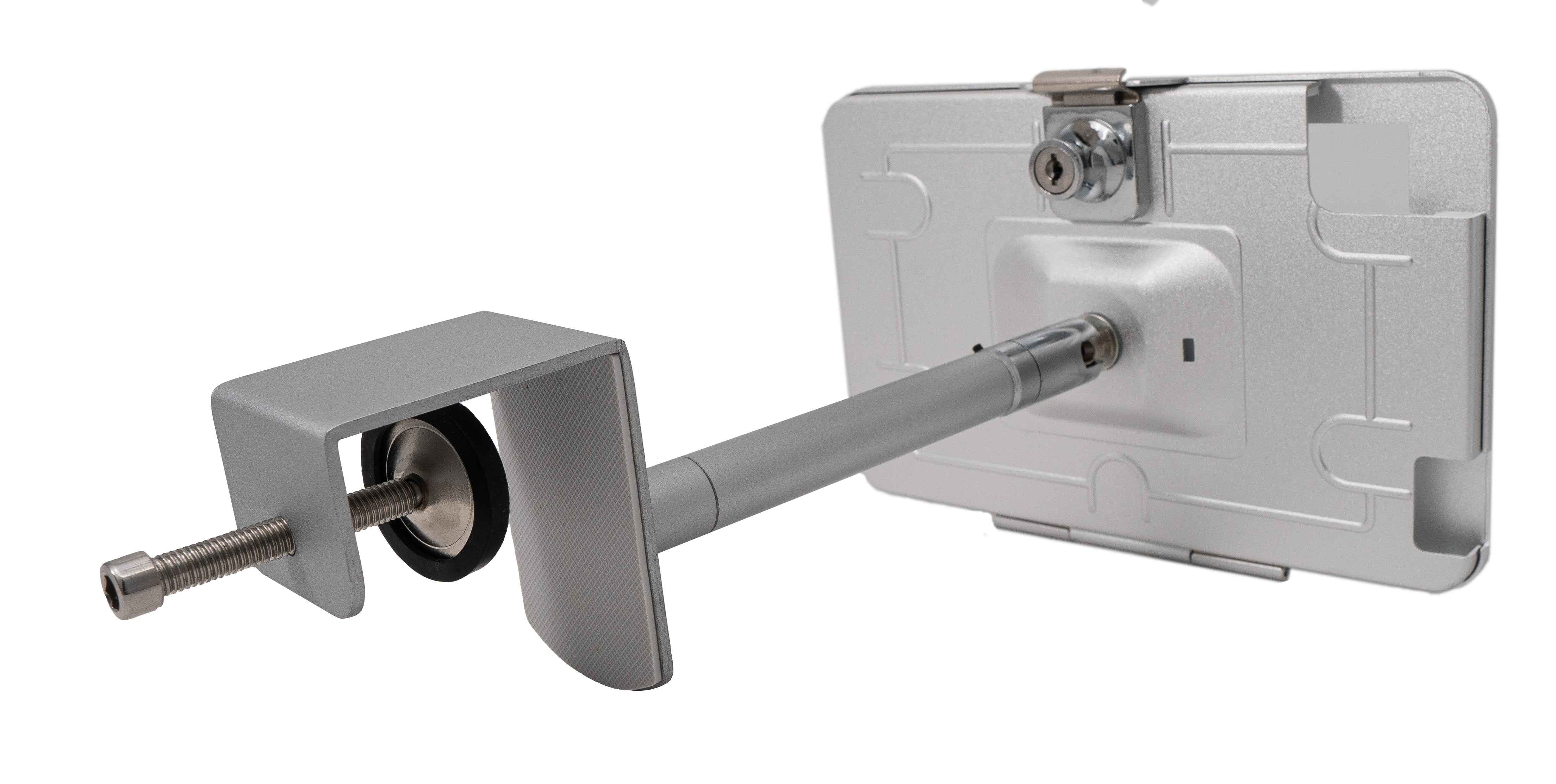 SYSTEM-S Tischhalterung Klemme 360° Ständer abschließbar für iPad Mini 6 (2021) in Grau