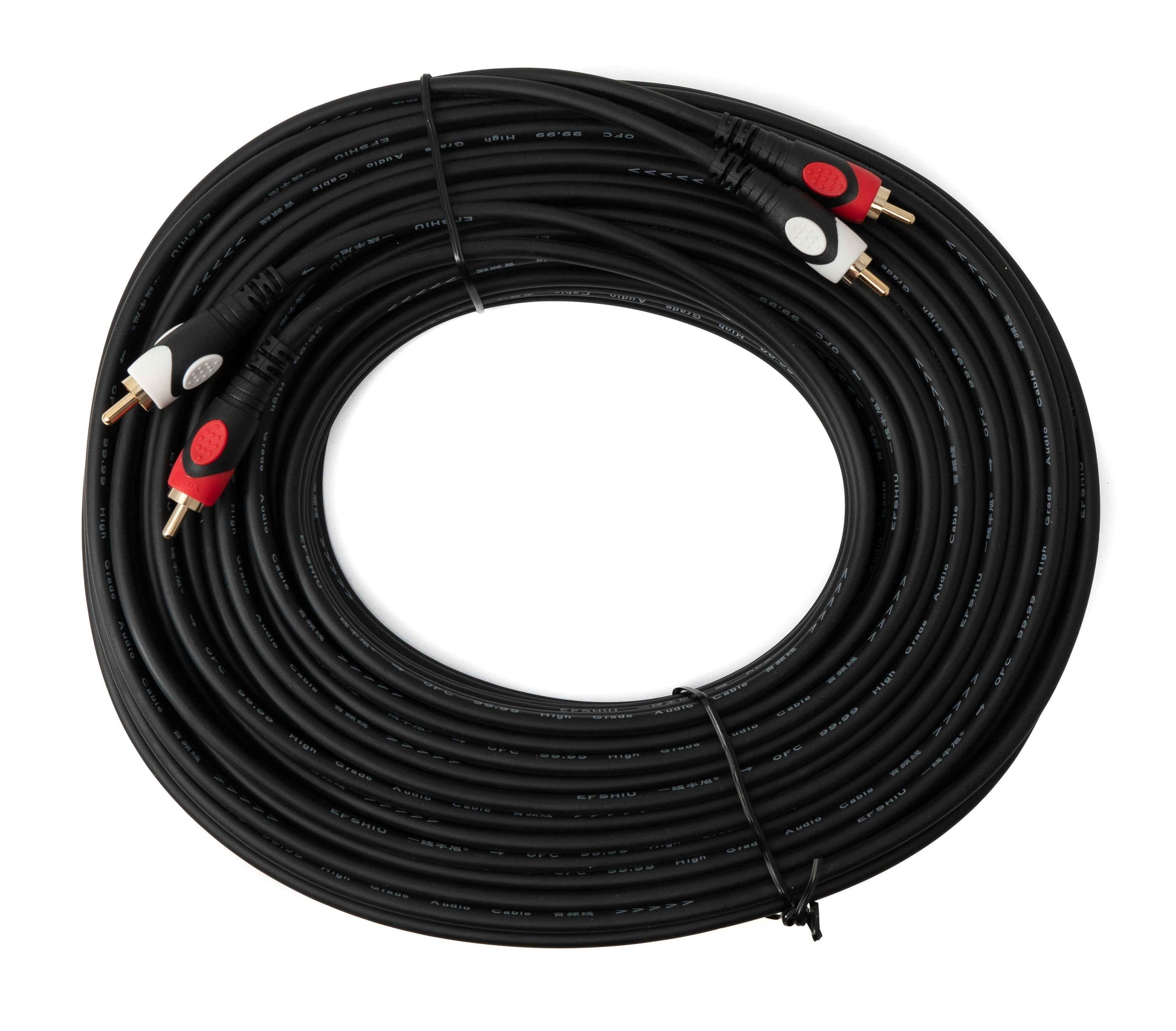 SYSTEM-S Cinch 2 RCA Kabel 20 m Stecker zu Stecker Stereo AV in Schwarz