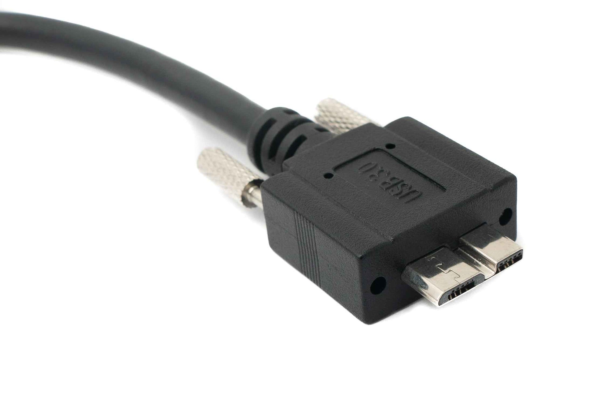 SYSTEM-S USB 3.0 Kabel 30 cm Micro B Stecker zu A Stecker Schraube Winkel Schwarz