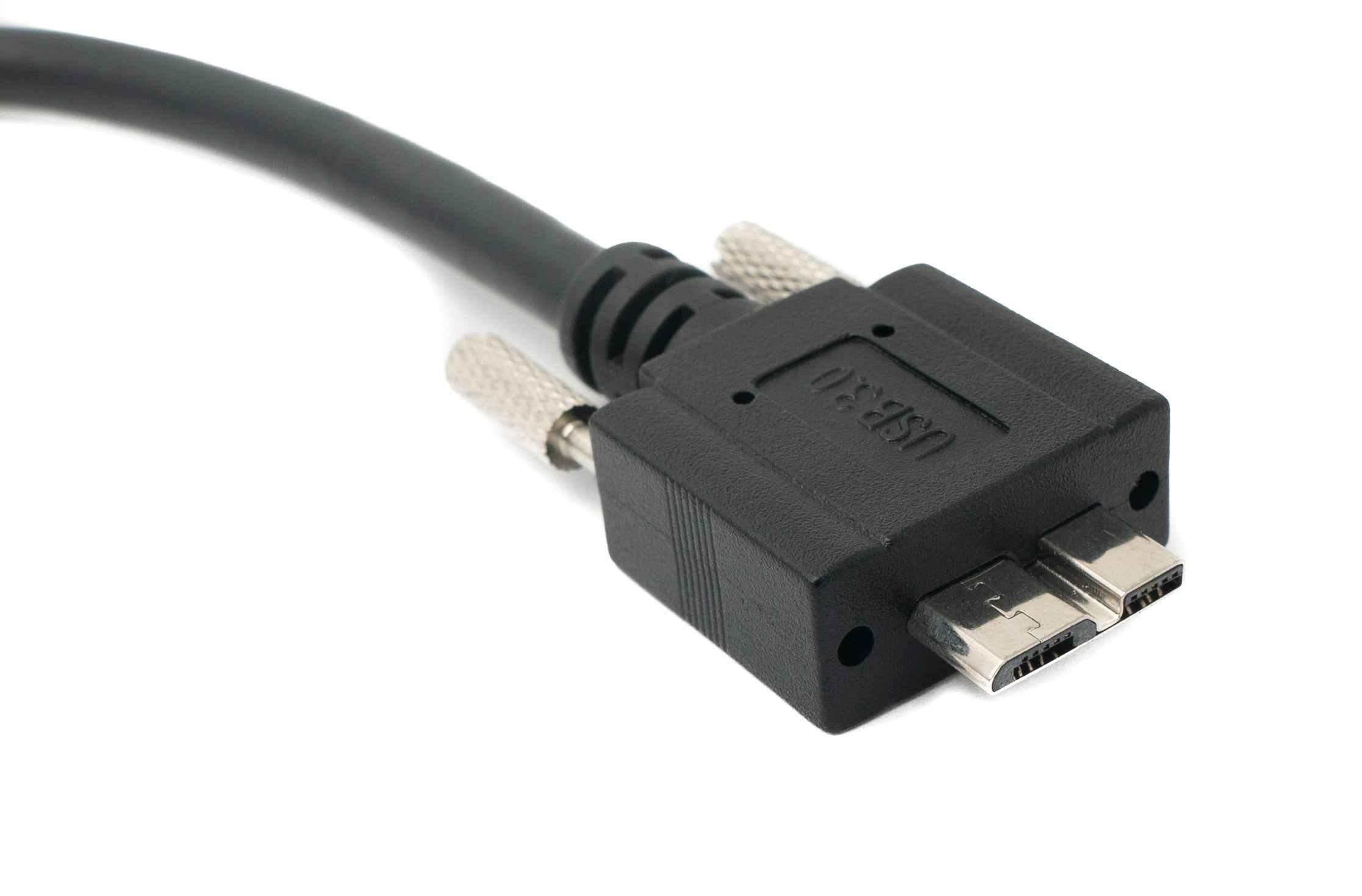 SYSTEM-S USB 3.0 Kabel 30 cm Micro B Stecker zu A Stecker Schraube Winkel Schwarz