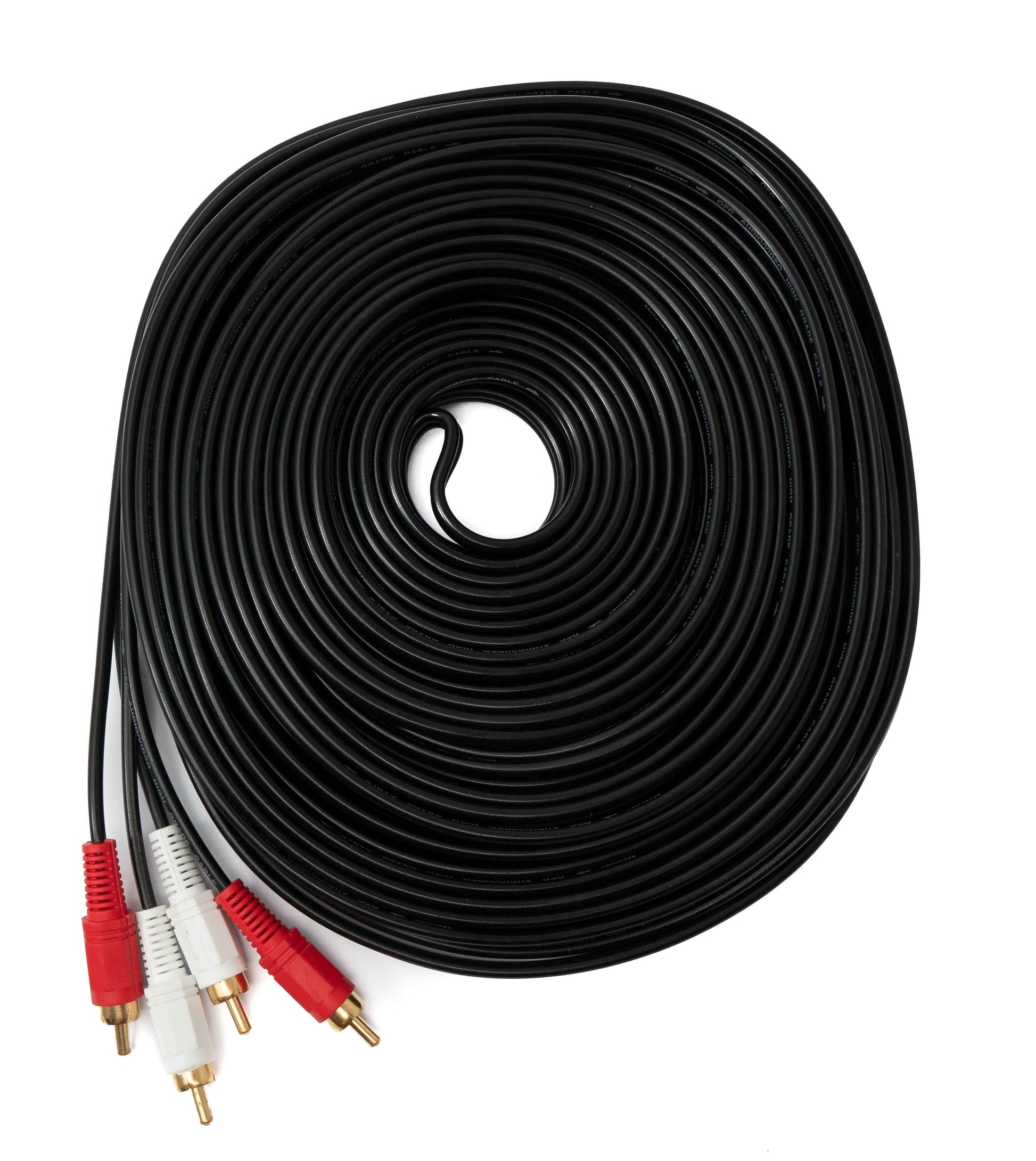 SYSTEM-S Cinch 2 RCA Kabel 20 m Stecker zu Stecker Stereo AV in Schwarz