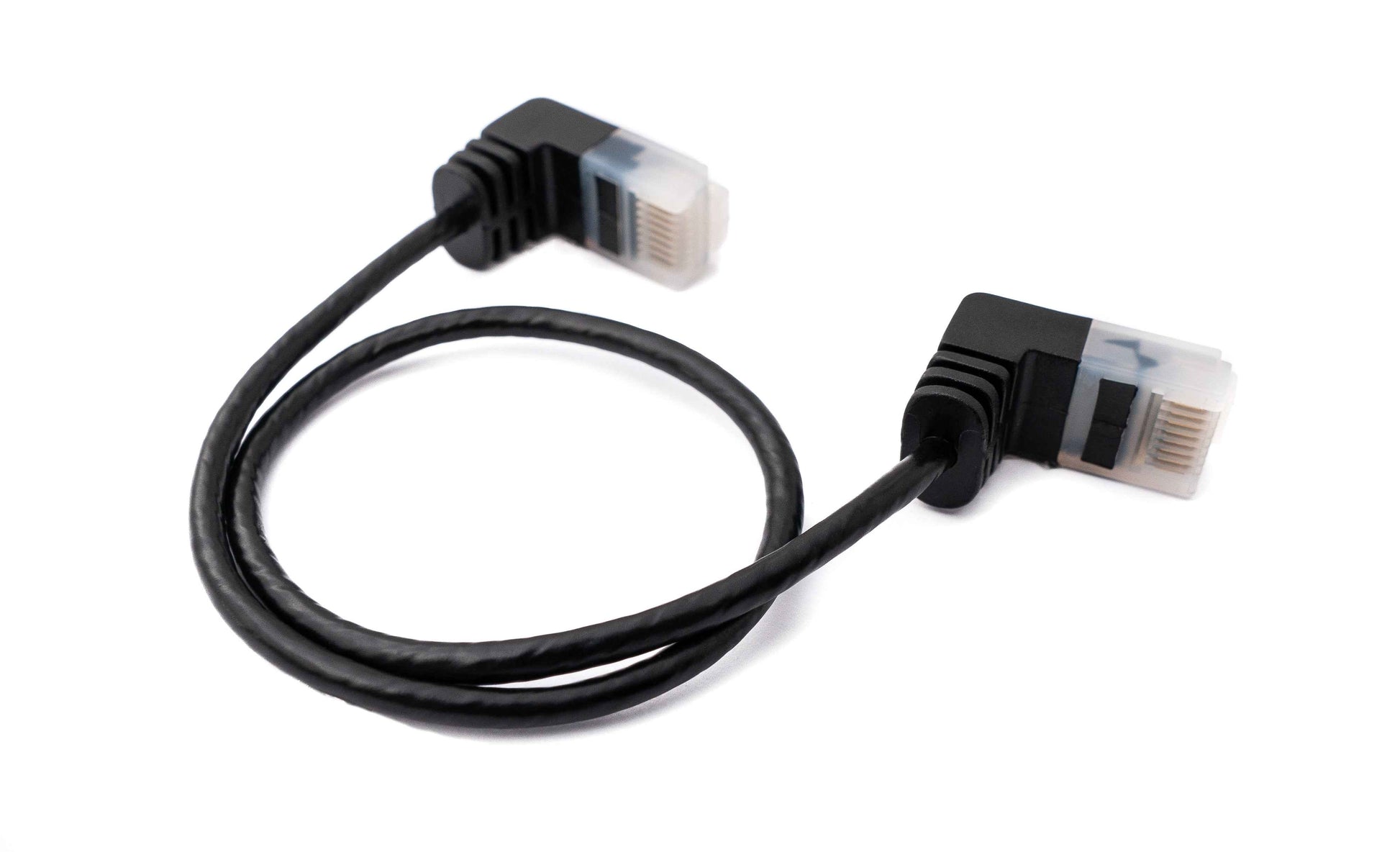 SYSTEM-S LAN Kabel 25 cm RJ45 8P8C STP Cat6 Stecker zu Stecker Winkel Schwarz