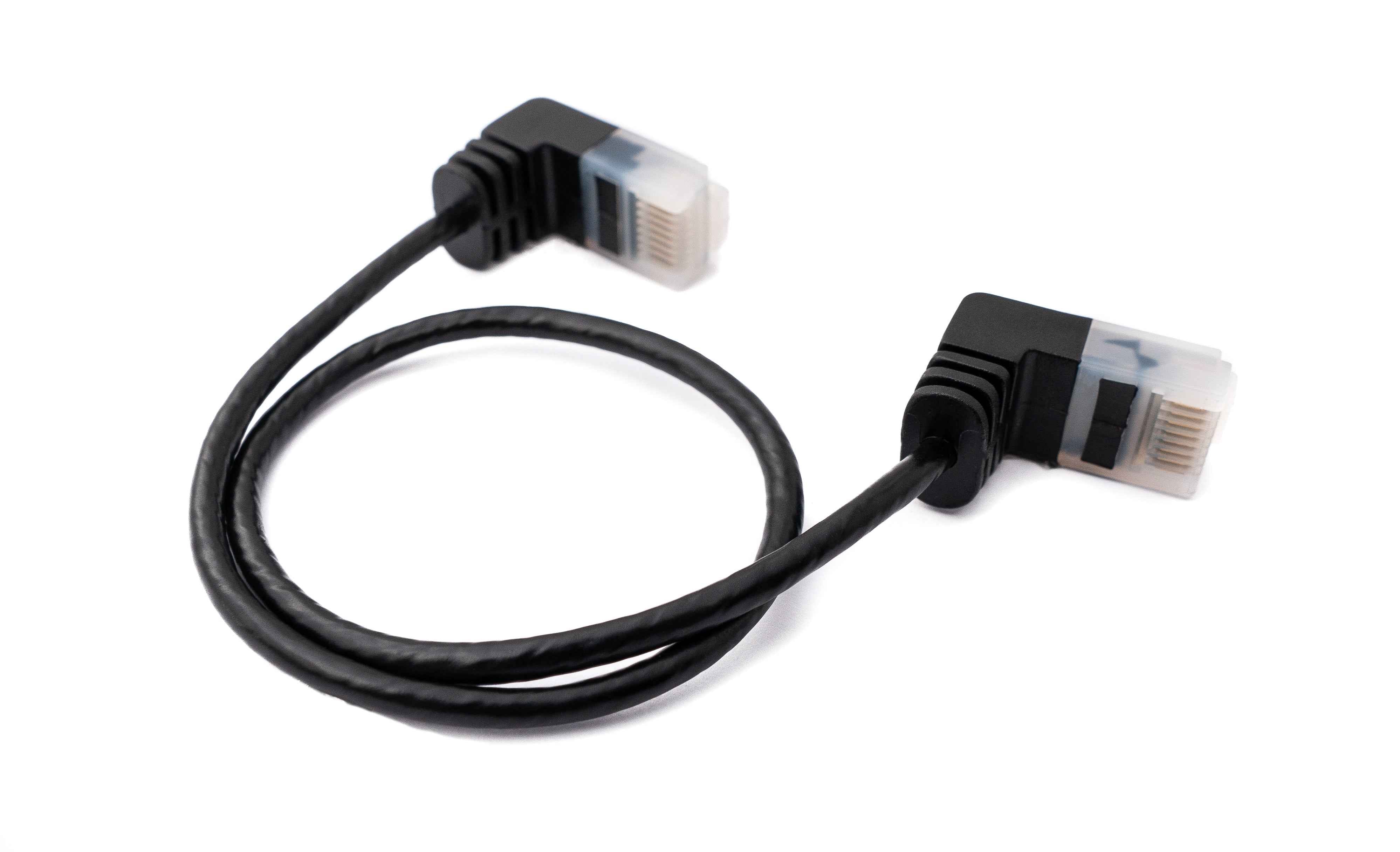 SYSTEM-S LAN Kabel 25 cm RJ45 8P8C STP Cat6 Stecker zu Stecker Winkel Schwarz