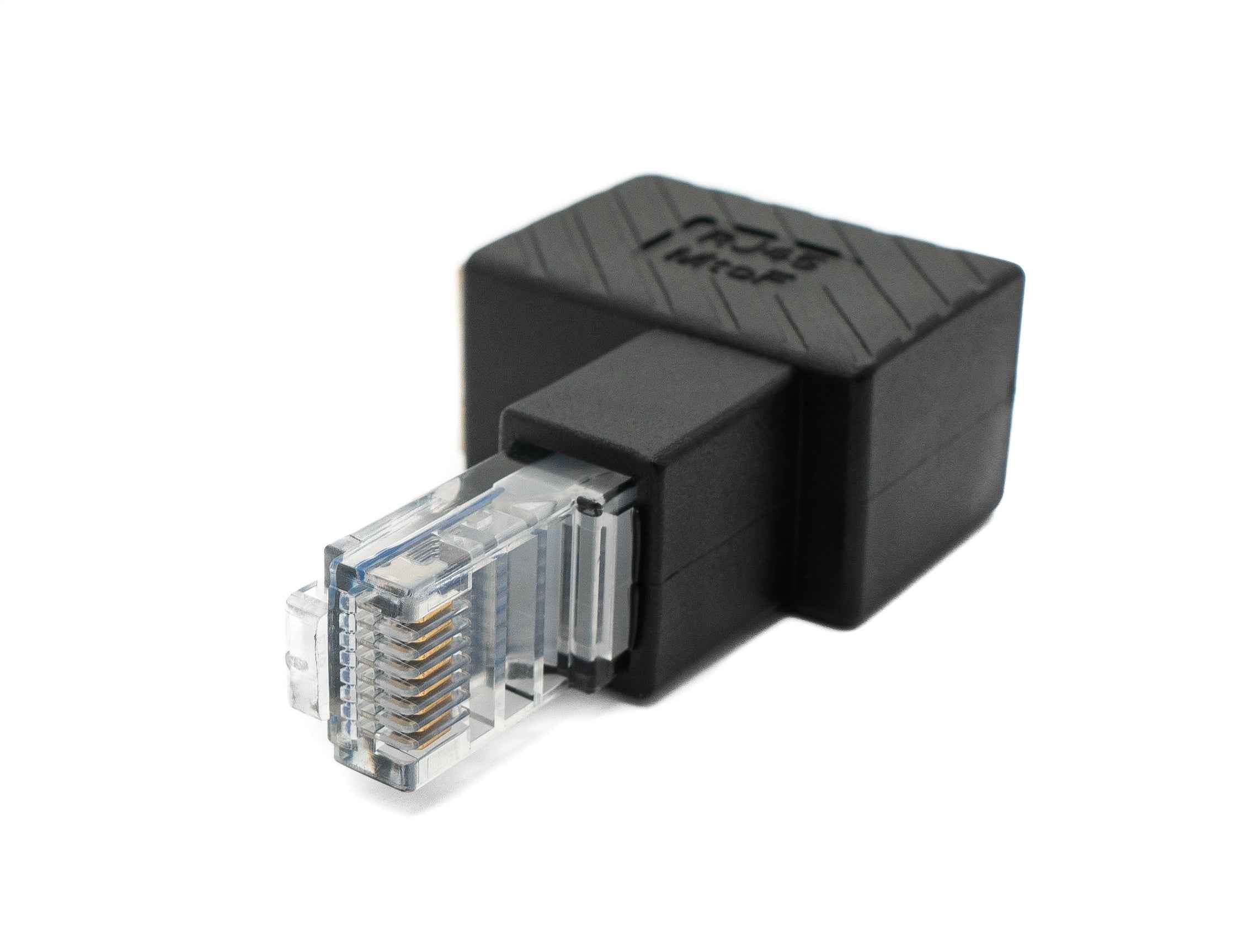 SYSTEM-S LAN Adapter RJ45 Stecker zu Buchse Winkel Ethernetadapter Kabel in Schwarz