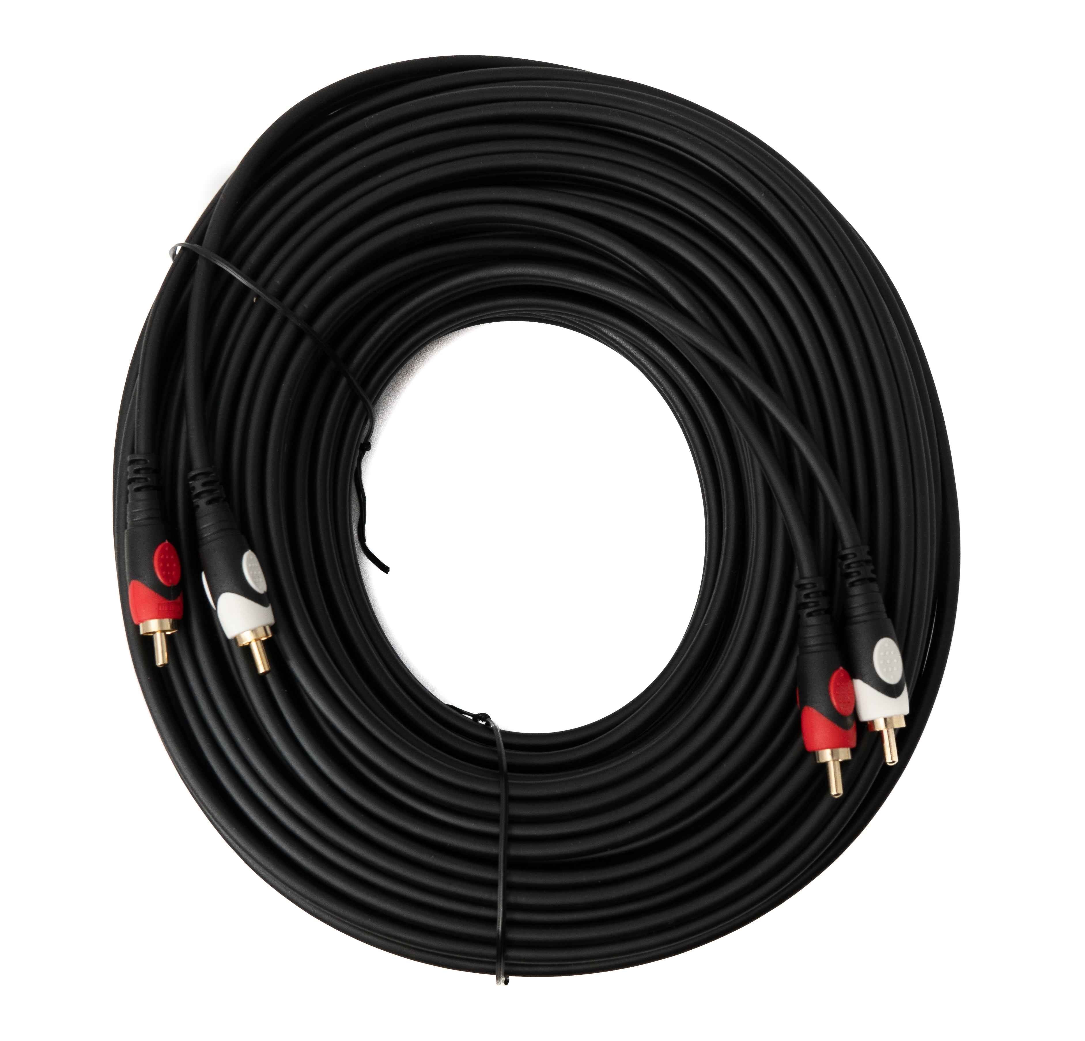 SYSTEM-S Cinch 2 RCA Kabel 30 m Stecker zu Stecker Stereo AV in Schwarz