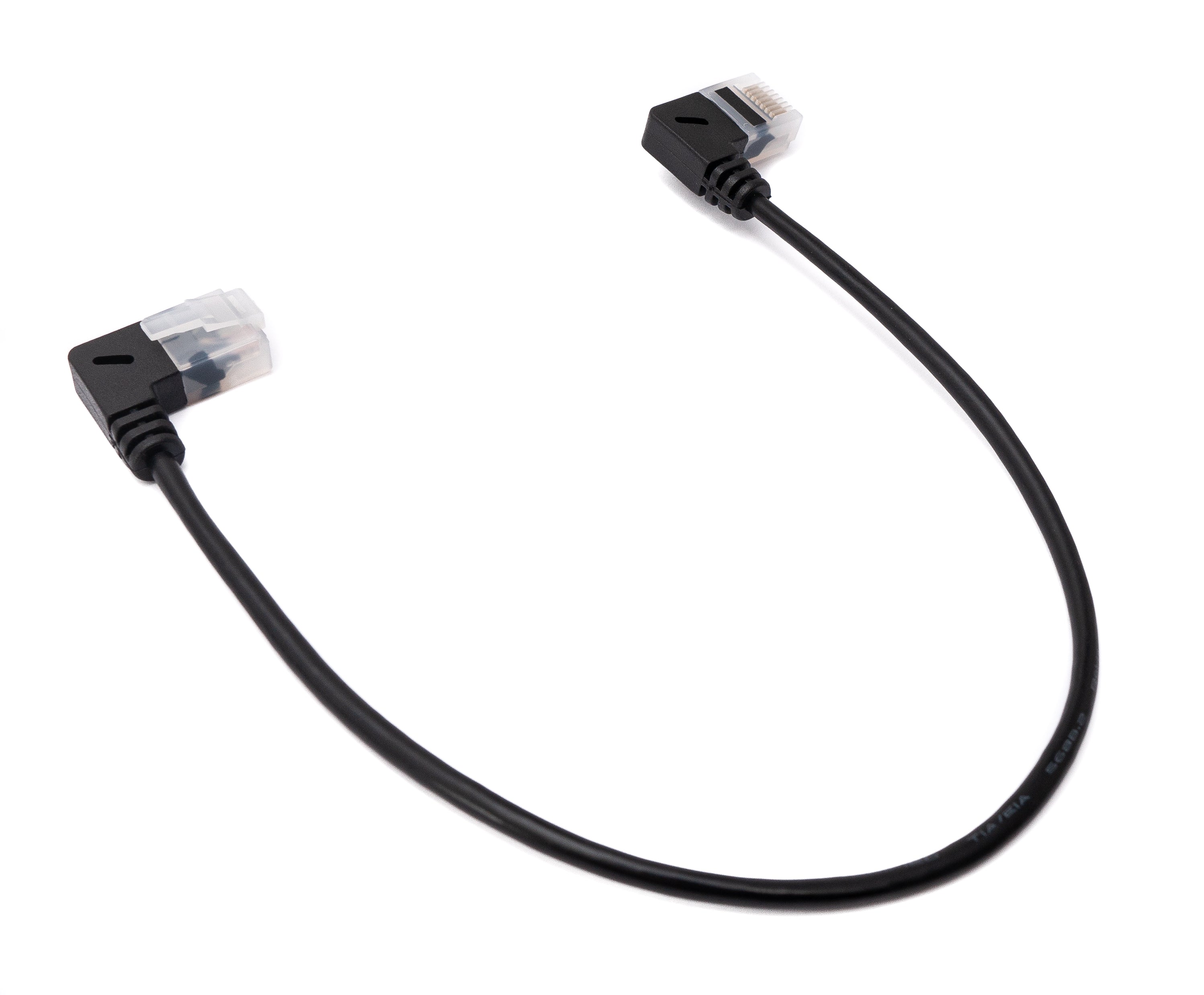 LAN Kabel 25 cm RJ45 STP Cat6 Stecker zu Stecker Winkel Schwarz | System-S