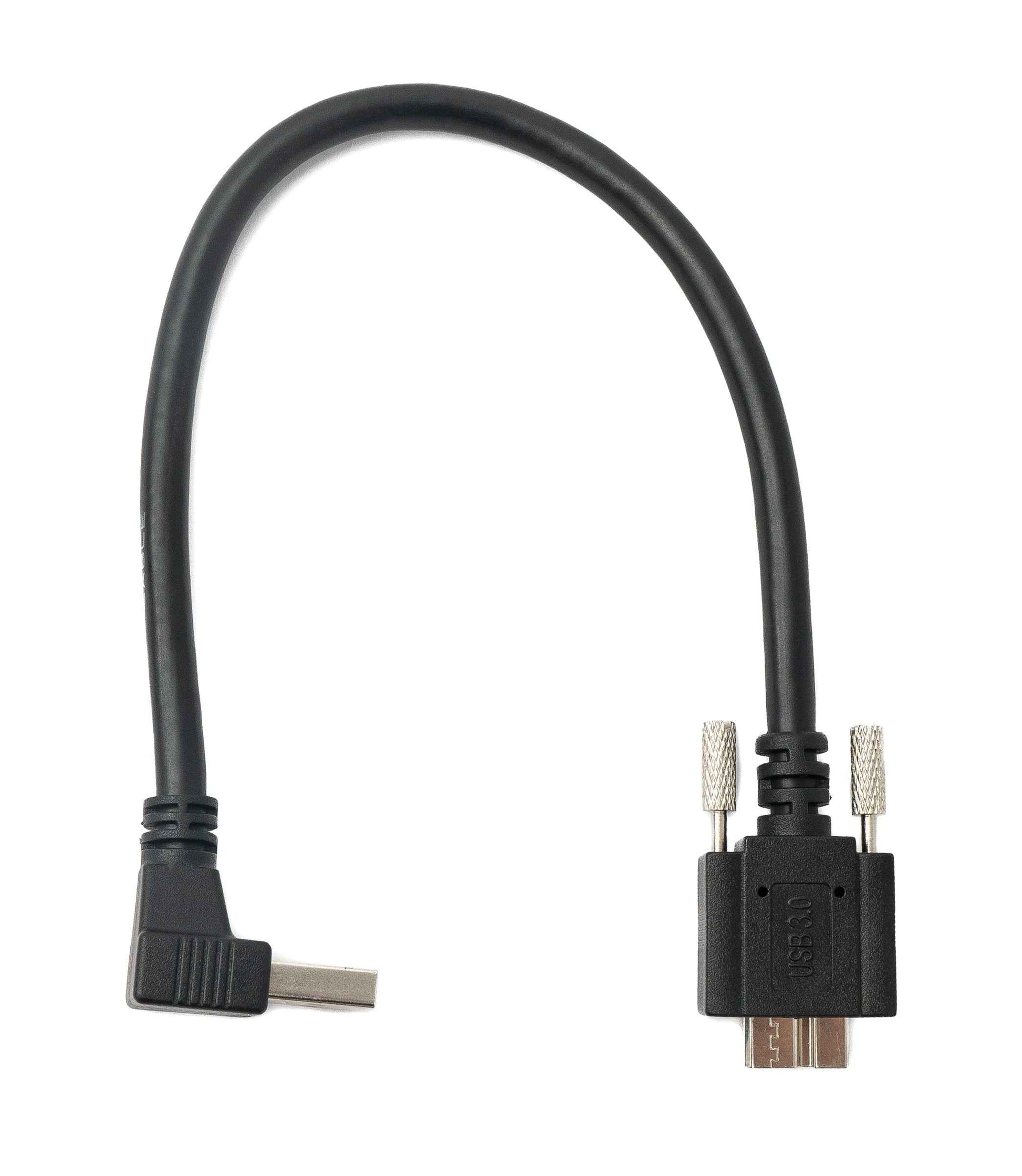 SYSTEM-S USB 3.0 Kabel 30 cm Micro B Stecker zu A Stecker Schraube Winkel Schwarz