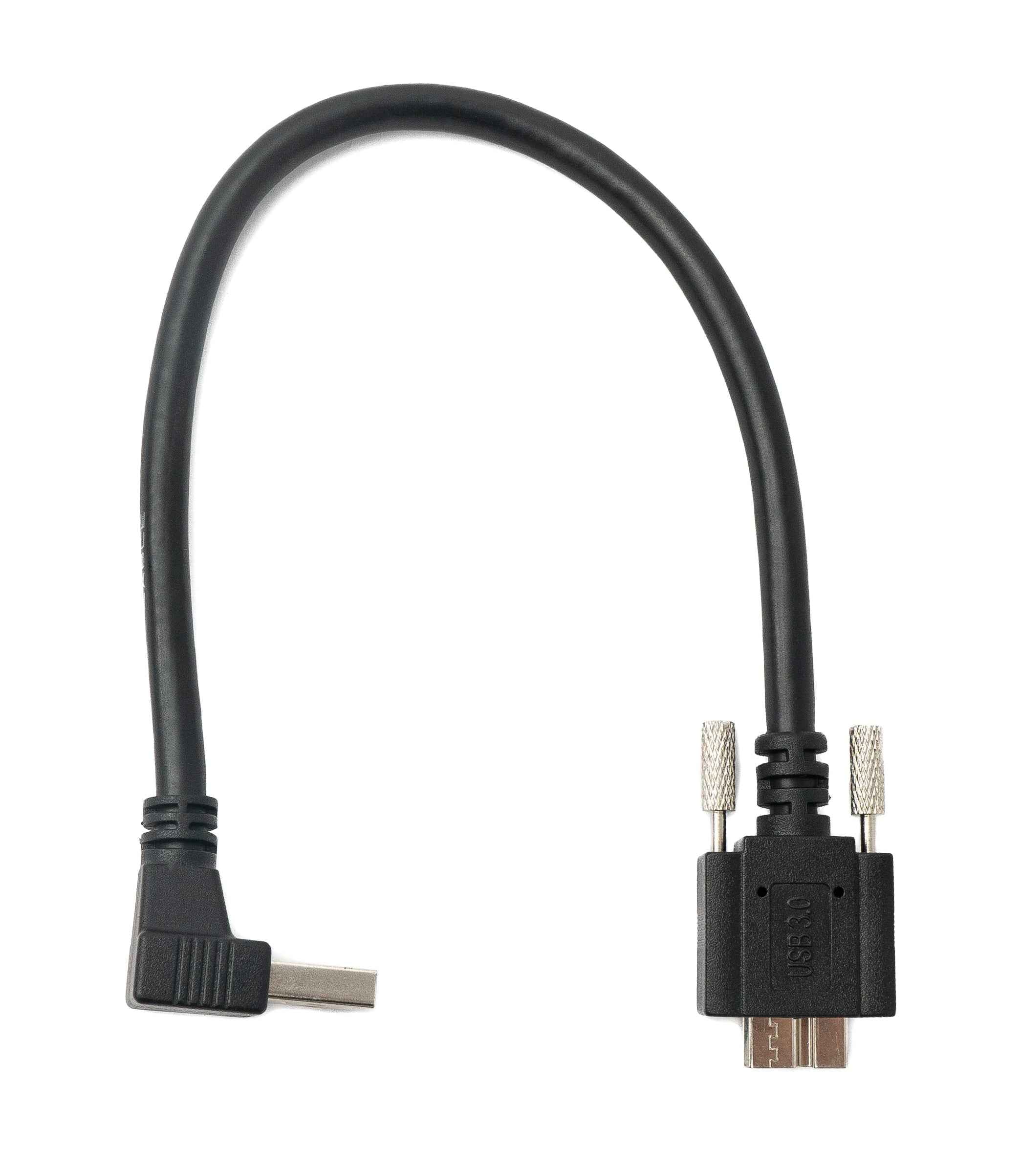 SYSTEM-S USB 3.0 Kabel 30 cm Micro B Stecker zu A Stecker Schraube Winkel Schwarz