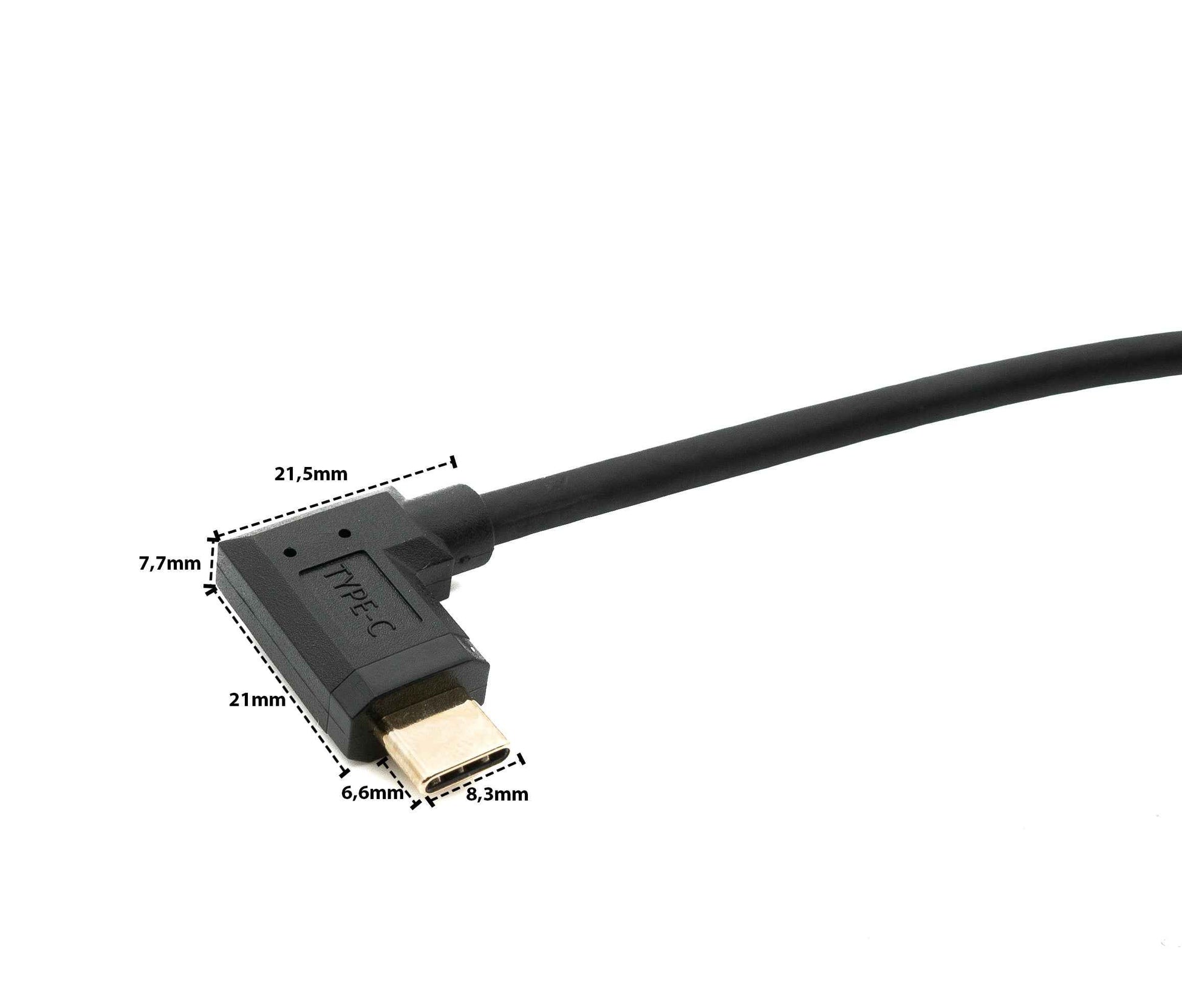 SYSTEM-S USB 3.1 Gen 2 Kabel 1,8 m Typ C Stecker zu Buchse Winkel in Schwarz