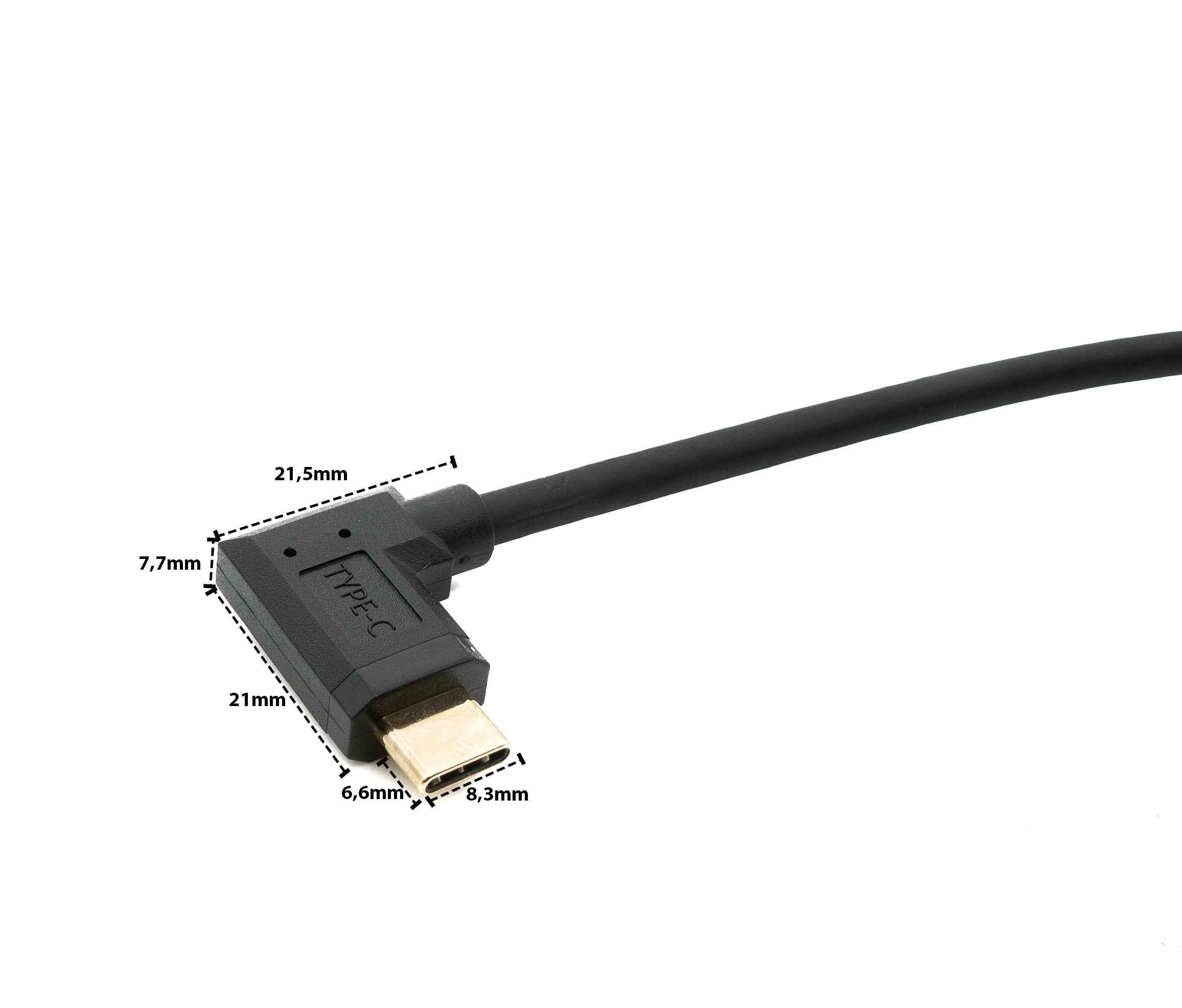 SYSTEM-S USB 3.1 Gen 2 Kabel 1,8 m Typ C Stecker zu Buchse Winkel in Schwarz