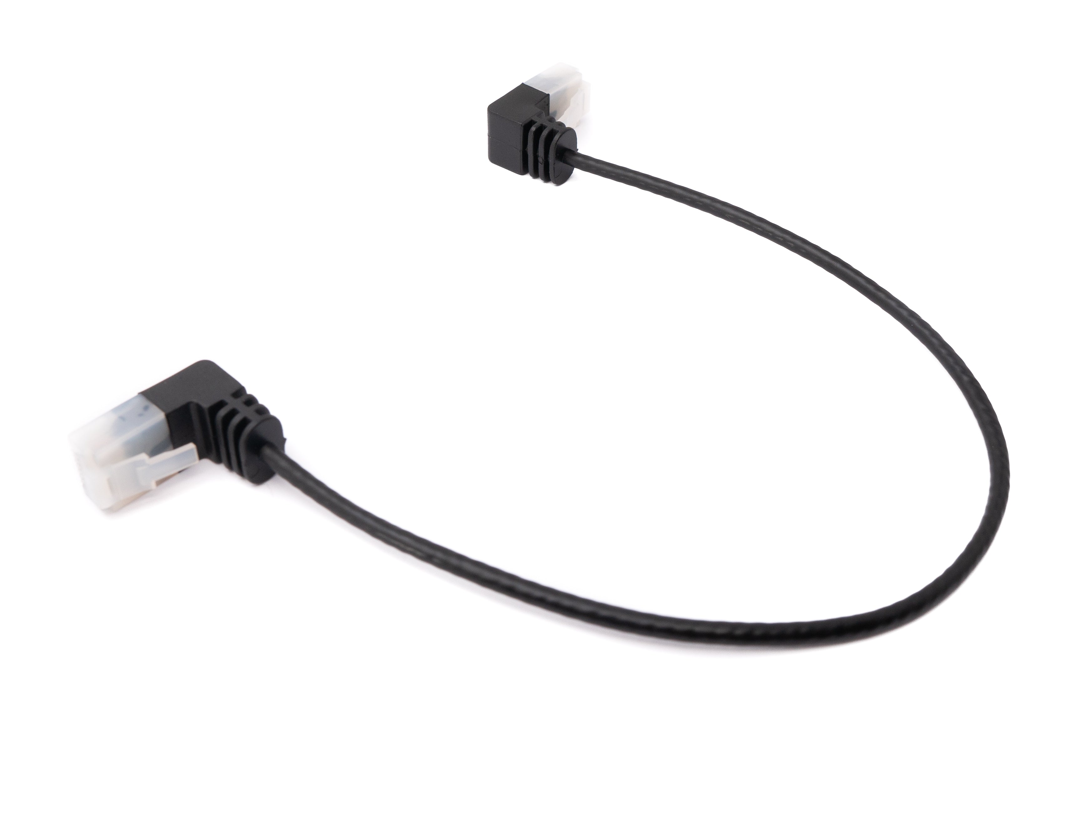 LAN Kabel 25 cm RJ45 8P8C STP Cat6 Stecker zu Stecker Winkel Schwarz | System-S