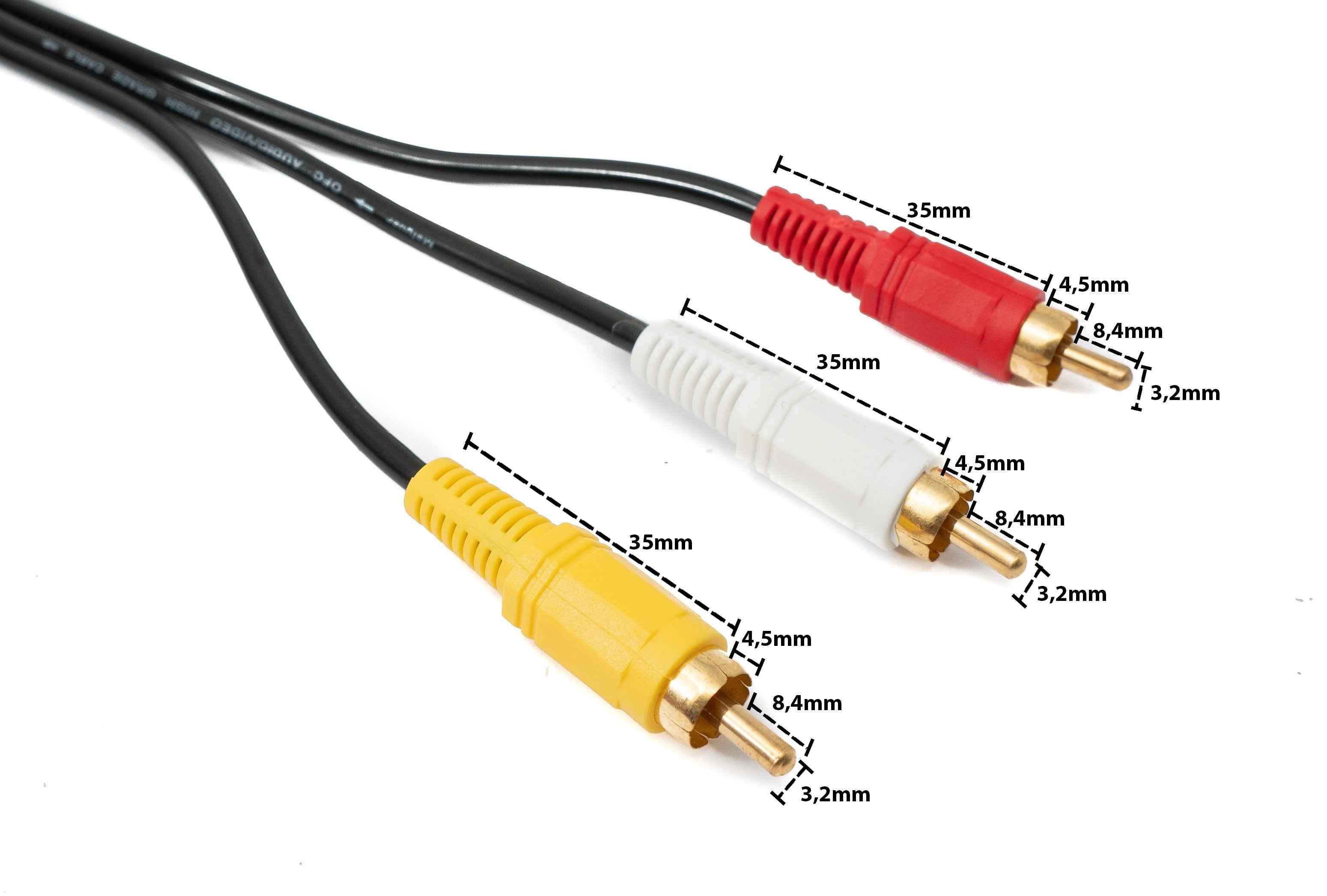 SYSTEM-S Cinch 3 RCA Kabel 1,5 m Stecker zu Stecker Stereo & Composite AV Schwarz