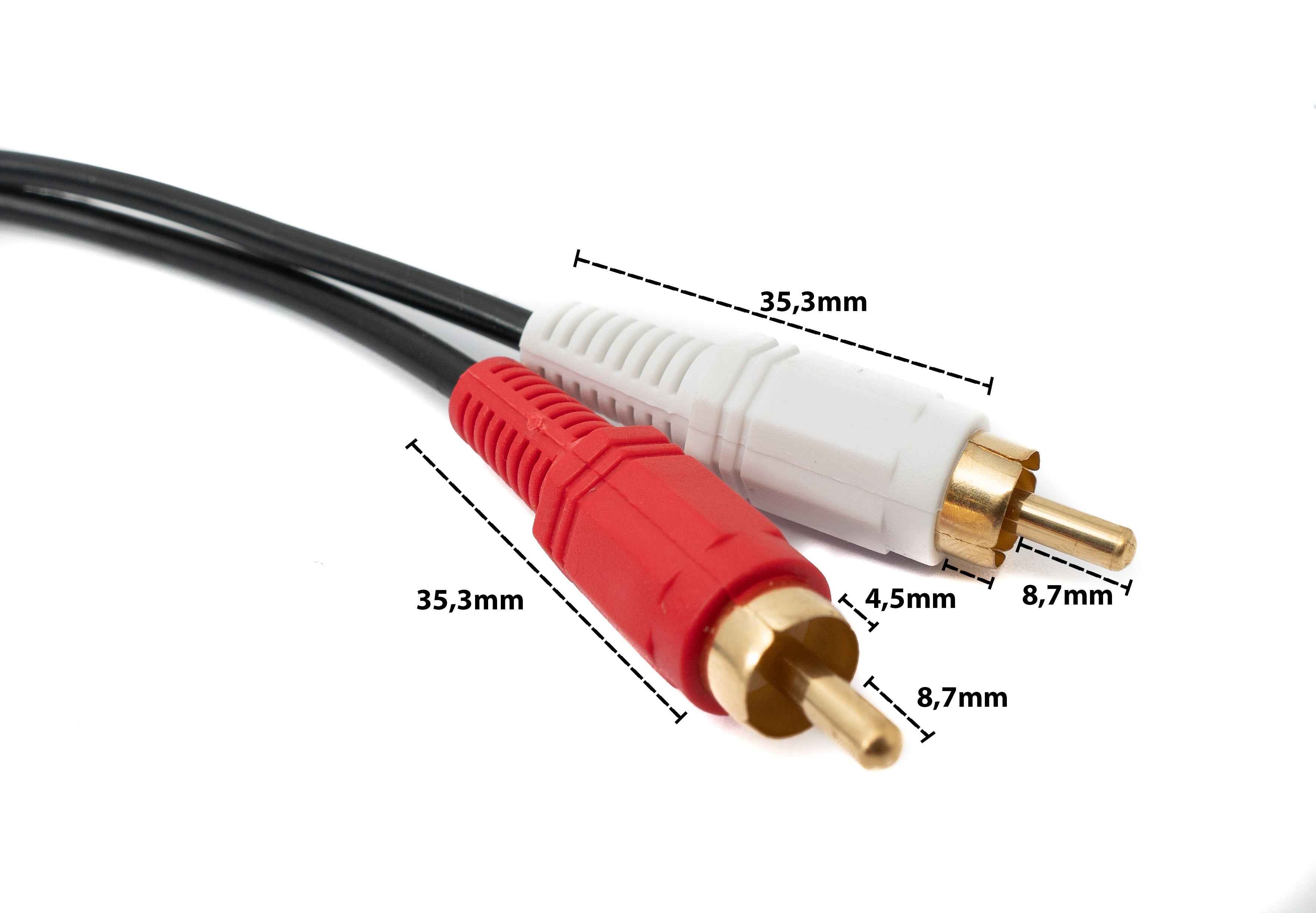 SYSTEM-S Cinch 2 RCA Kabel 2,5 m Stecker zu AUX 3,5 mm Klinke Stecker Stereo AV in Schwarz
