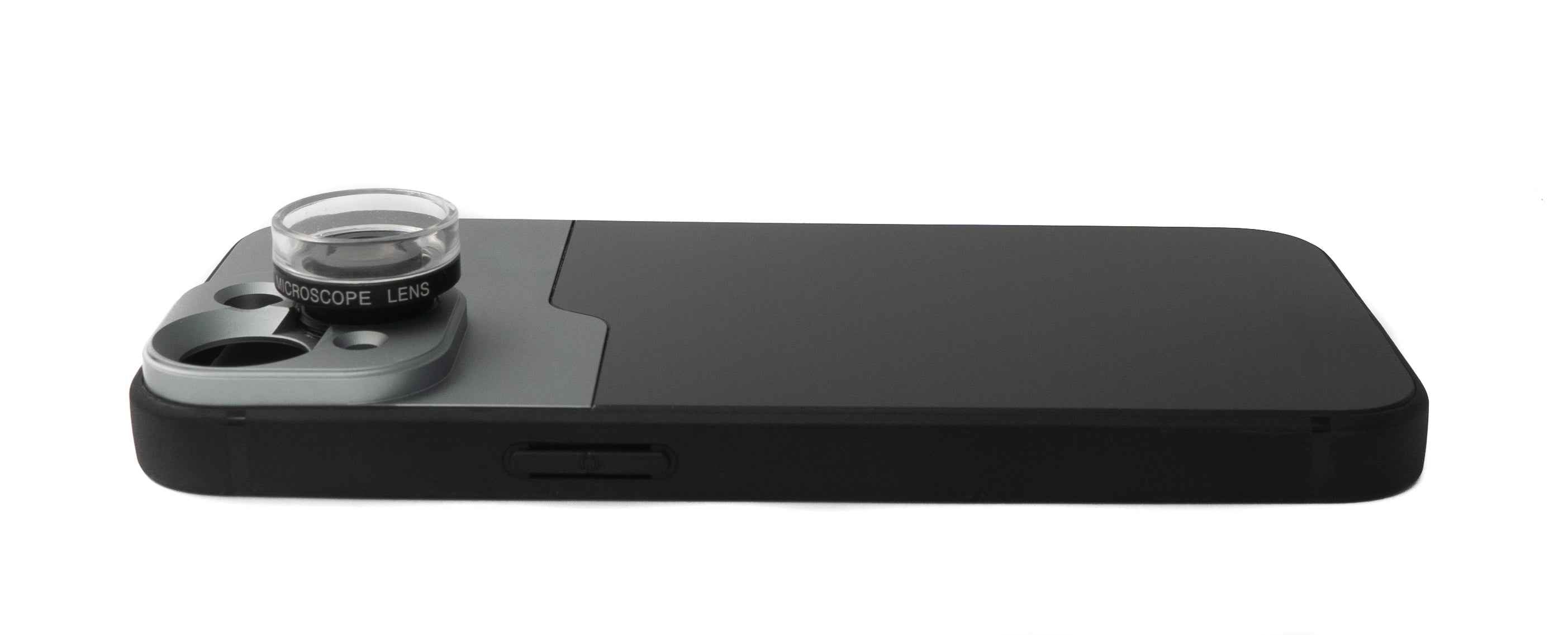 SYSTEM-S Makro Linse 30x Mikroskop Filter mit Hülle in Schwarz für iPhone 13