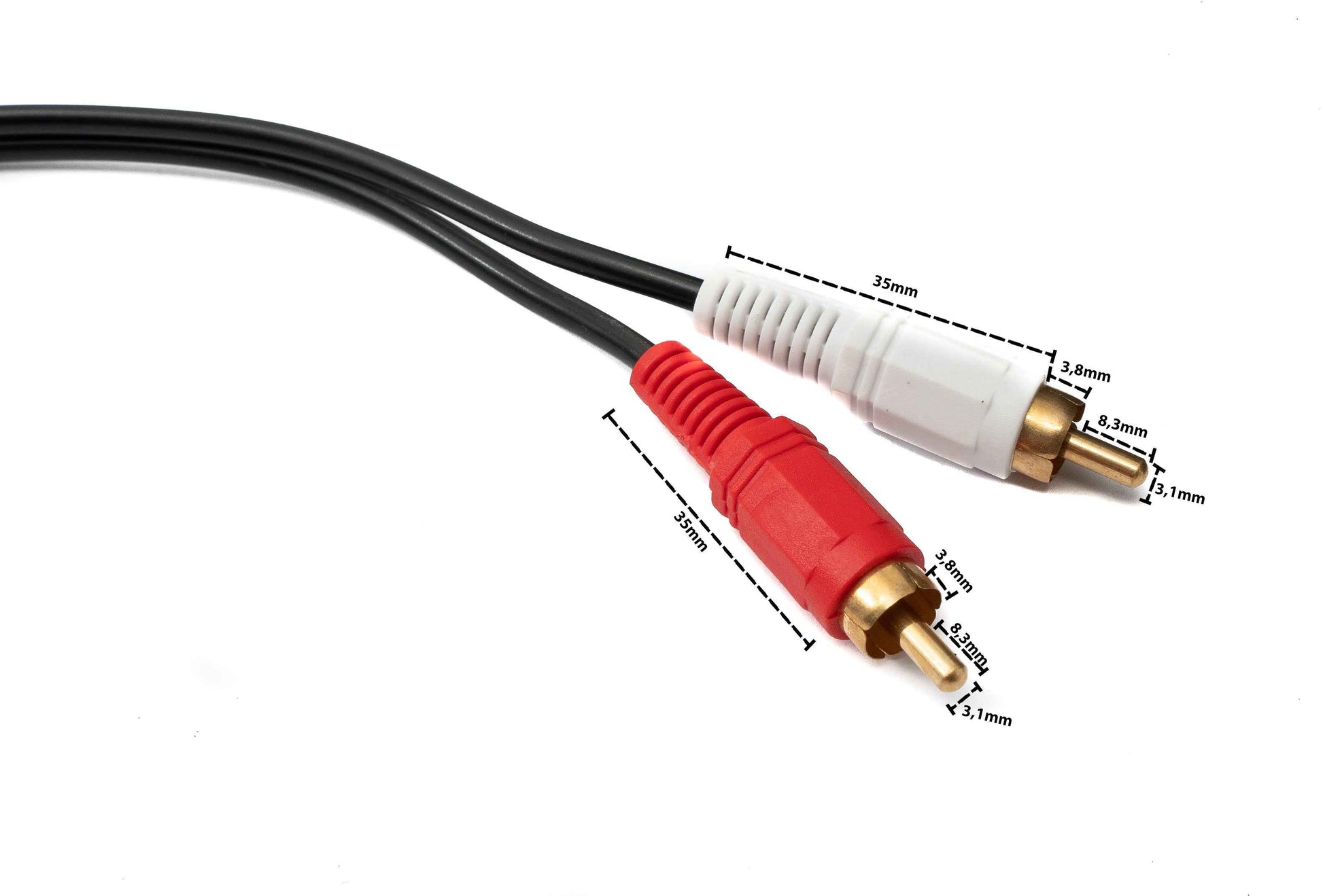 SYSTEM-S Cinch 2 RCA Kabel 1,5 m Stecker zu Stecker Stereo AV in Schwarz