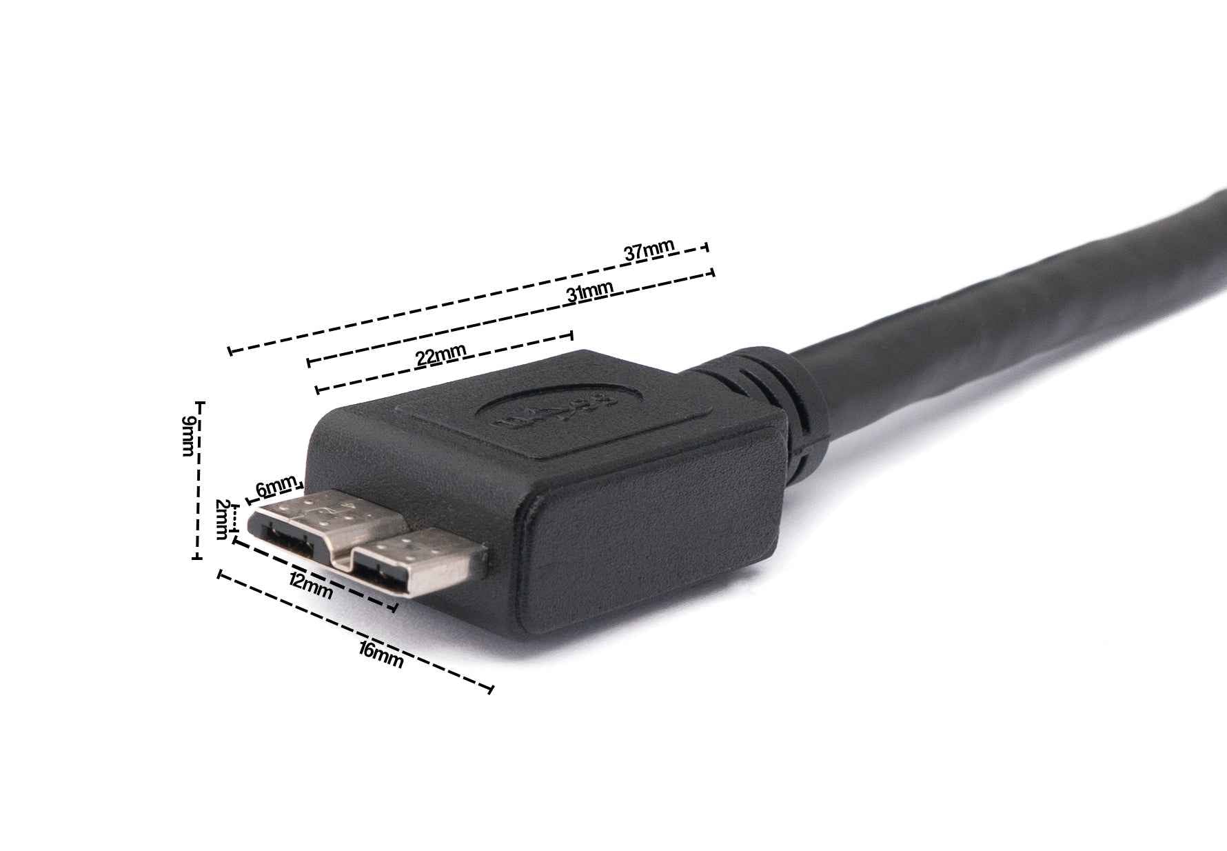 SYSTEM-S USB 3.0 Kabel 8 m Micro B Stecker zu Typ A Stecker in Schwarz