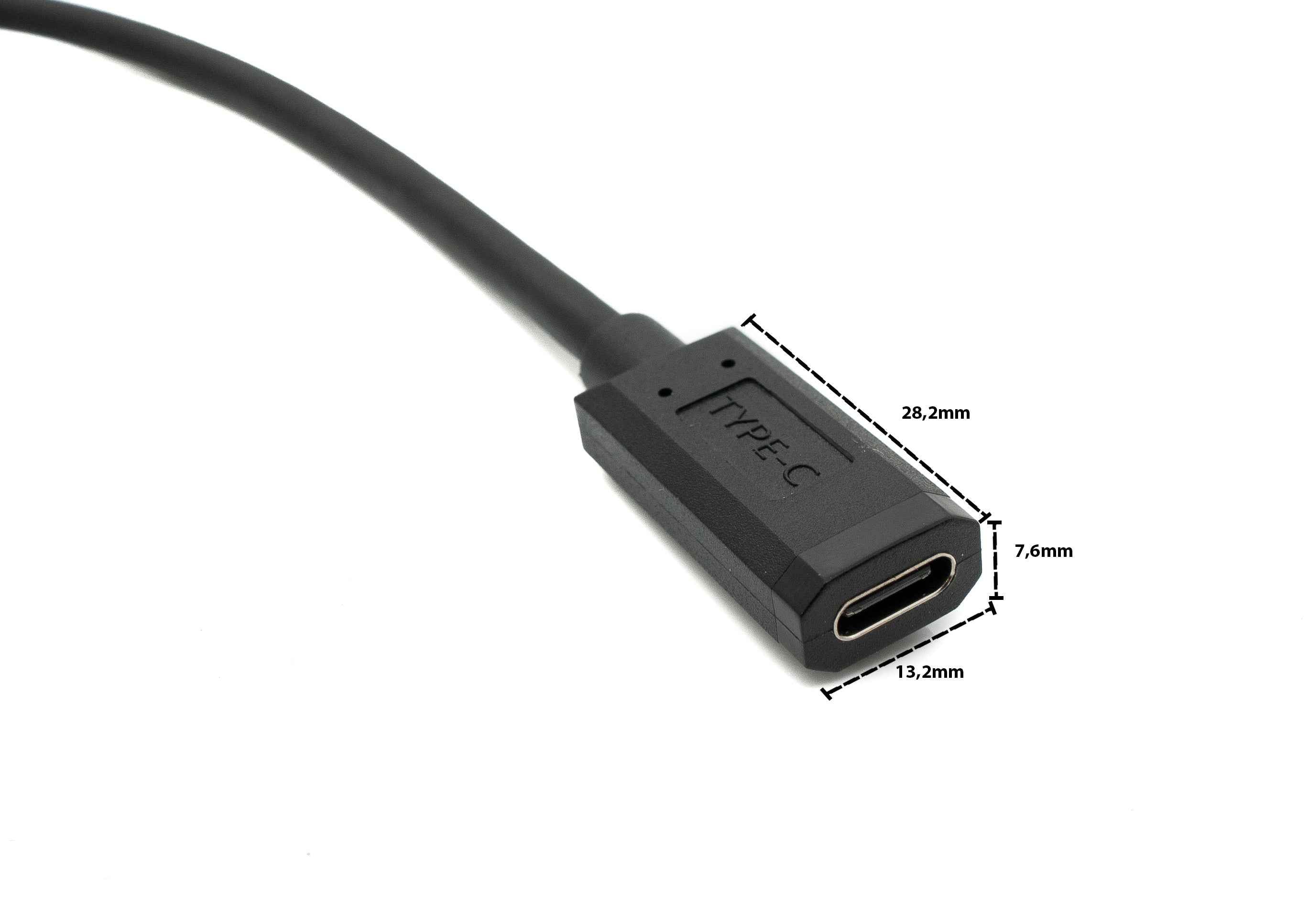 SYSTEM-S USB 3.1 Gen 2 Kabel 1,8 m Typ C Stecker zu Buchse Winkel in Schwarz