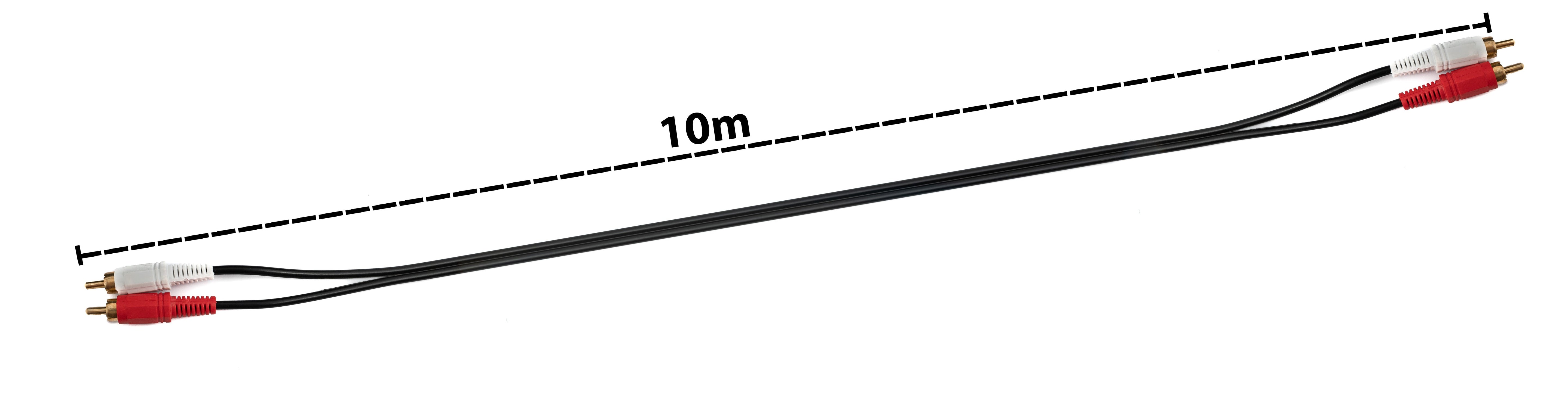 Cinch-Kabel 10 m RCA Stecker zu Stecker Stereo AV schwarz 80222813 | System-S