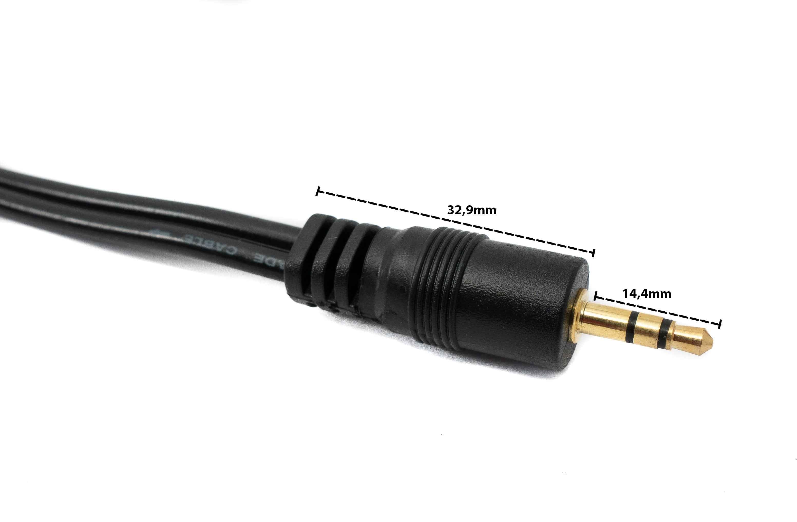 SYSTEM-S Cinch 2 RCA Kabel 10 m Stecker zu AUX 3,5 mm Klinke Stecker Stereo AV in Schwarz
