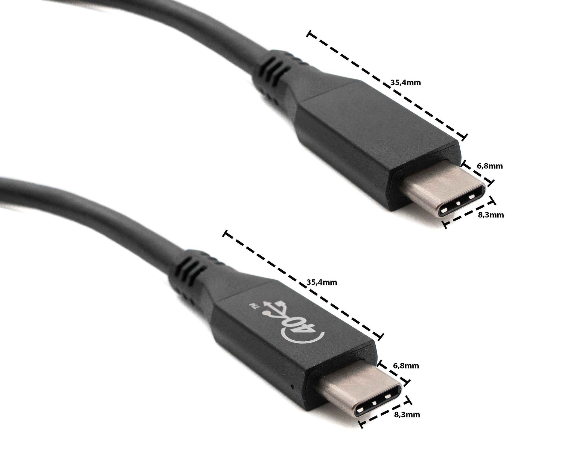 SYSTEM-S USB4 USB Kabel 50 cm Typ C Stecker zu Stecker 40 Gbit/s USB 4.0 in Schwarz