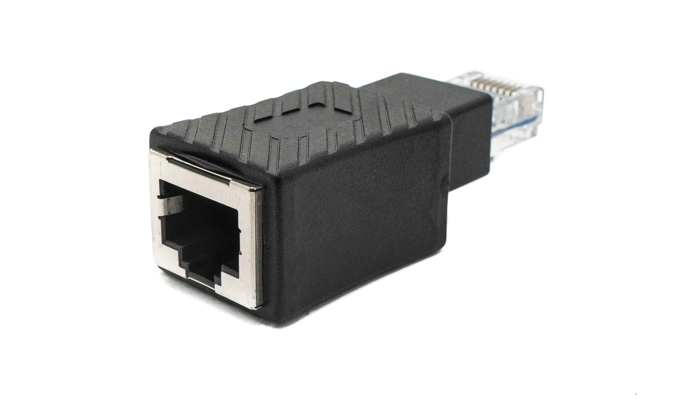 SYSTEM-S LAN Adapter RJ45 Buchse zu Stecker Ethernetadapter Kabel in Schwarz