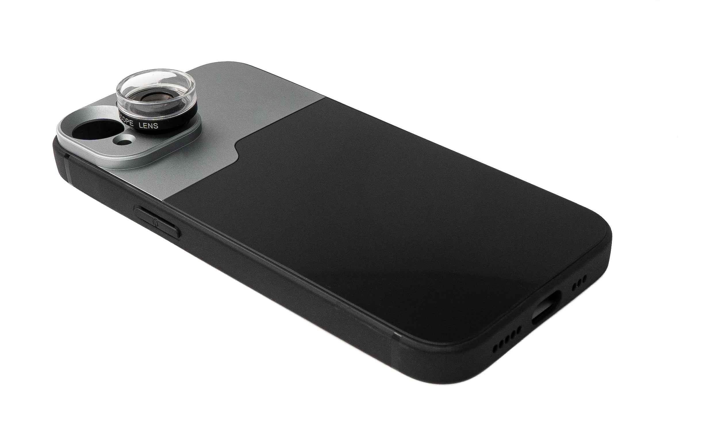 SYSTEM-S Makro Linse 30x Mikroskop Filter mit Hülle in Schwarz für iPhone 13