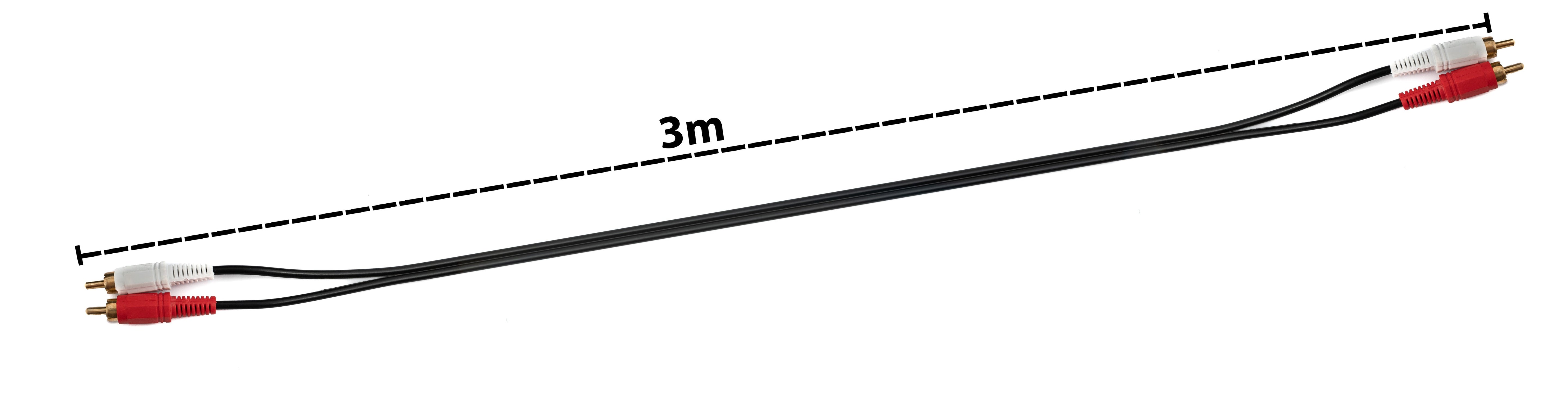 Cinch-Kabel 2 RCA Stecker zu Stecker 3 m Stereo AV schwarz | System-S