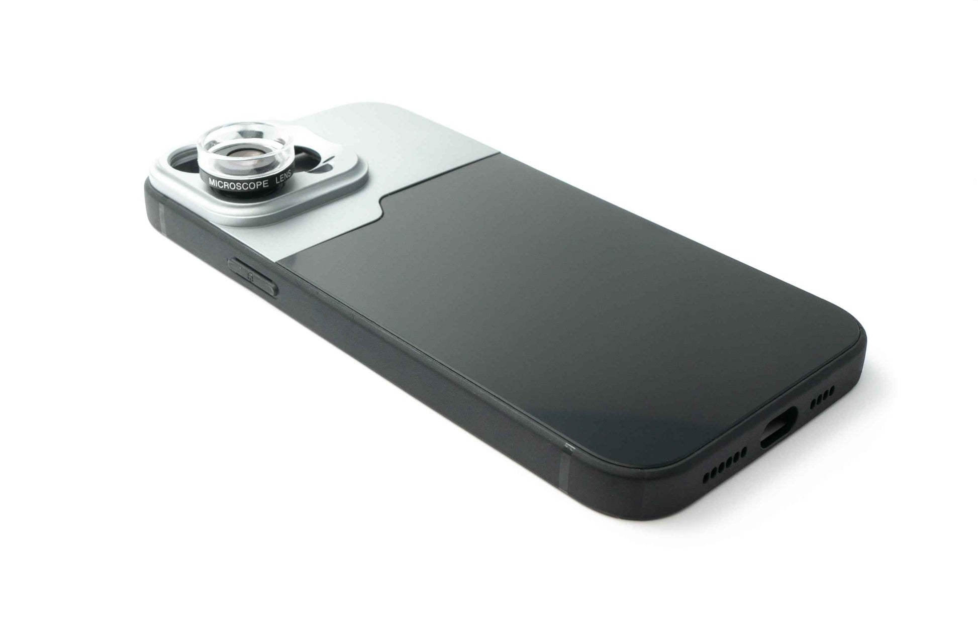 SYSTEM-S Makro Linse 30x Mikroskop Filter mit Hülle in Schwarz für iPhone 13 Pro Max