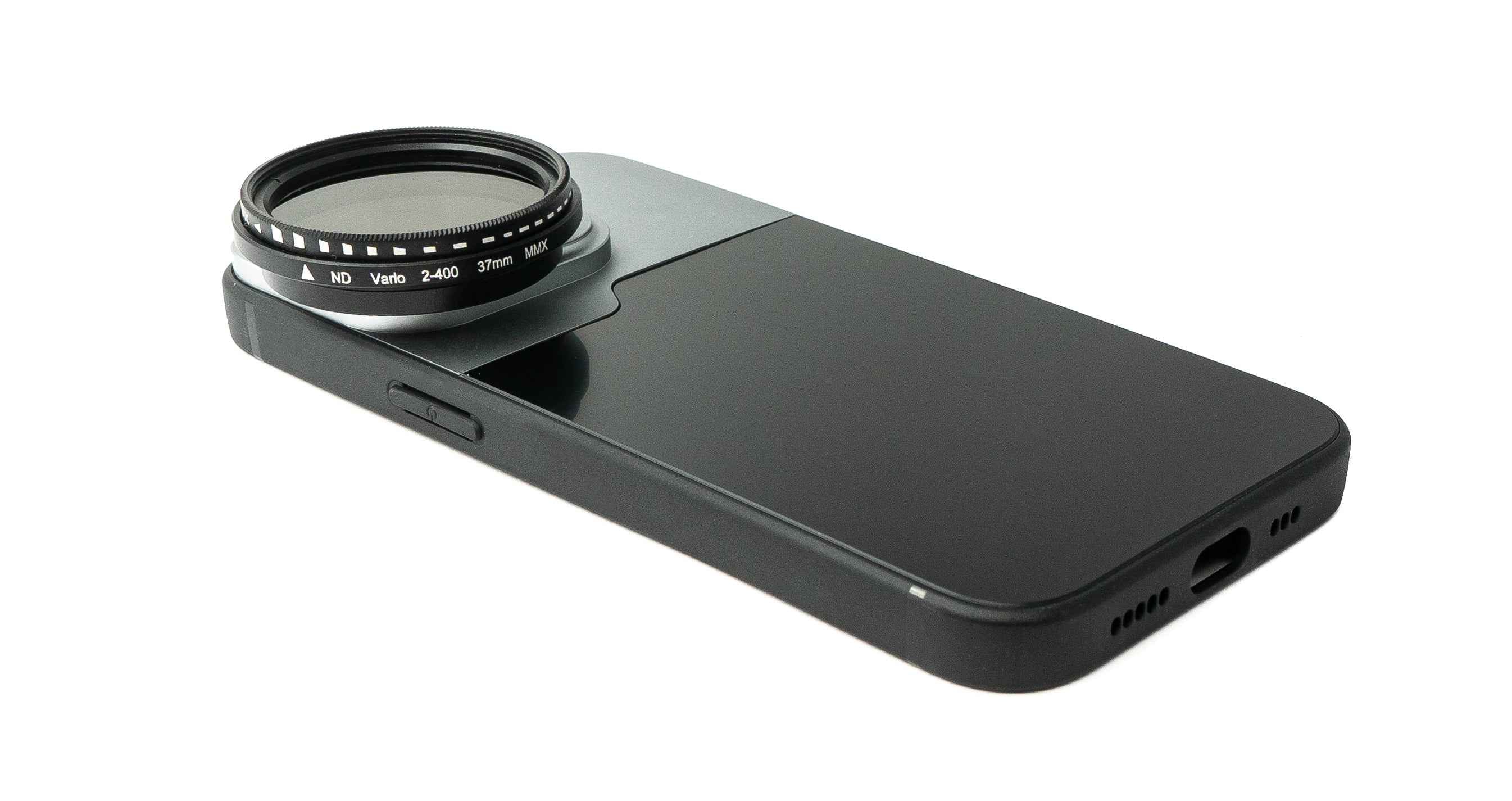SYSTEM-S ND Vario Filter 37 mm 2 bis 4000 Neutraldichte mit Hülle für iPhone 13 Pro
