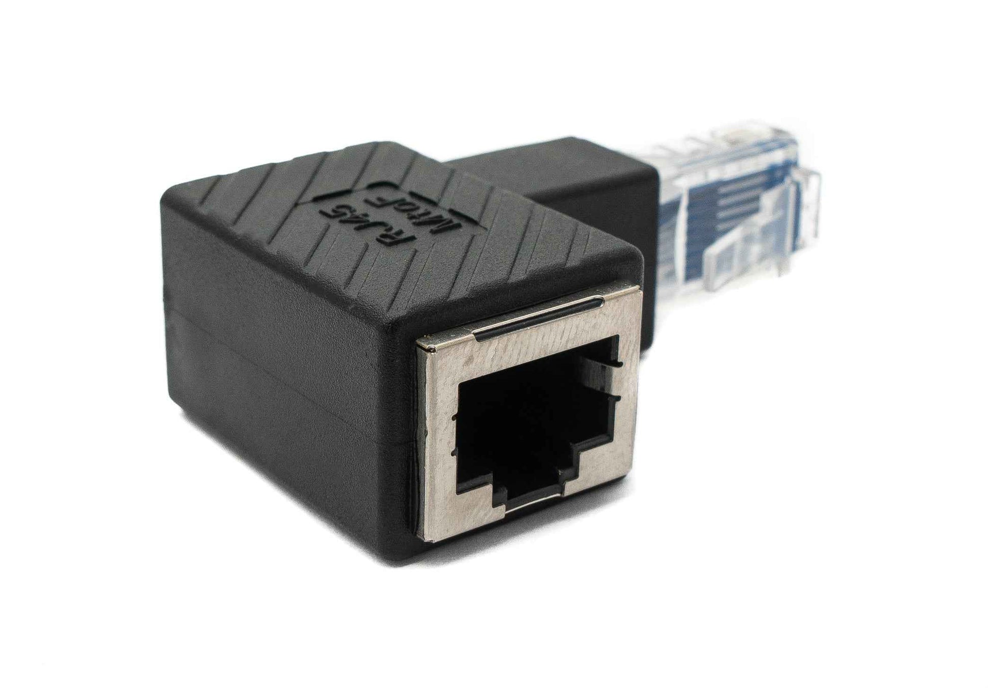 SYSTEM-S LAN Adapter RJ45 Stecker zu Buchse Winkel Ethernetadapter Kabel in Schwarz