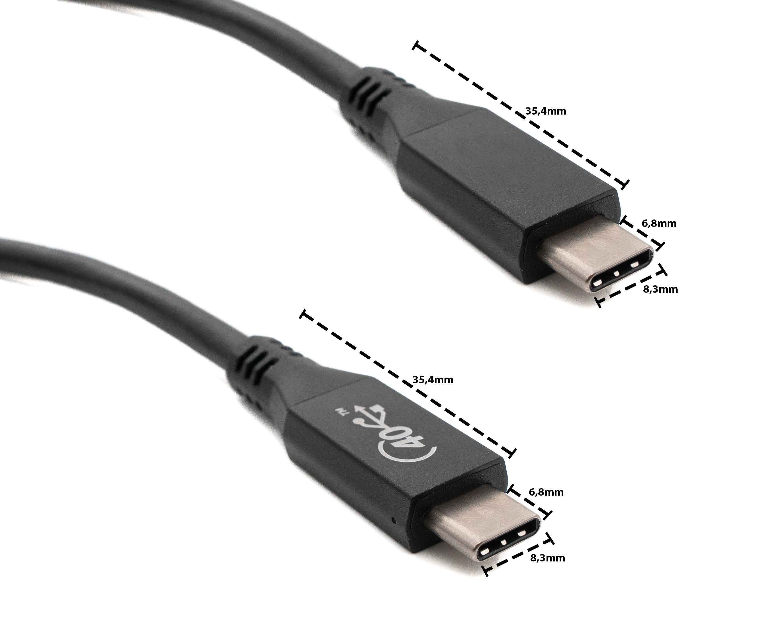 SYSTEM-S USB4 USB Kabel 100 cm Typ C Stecker zu Stecker 40 Gbit/s USB 4.0  in Schwarz