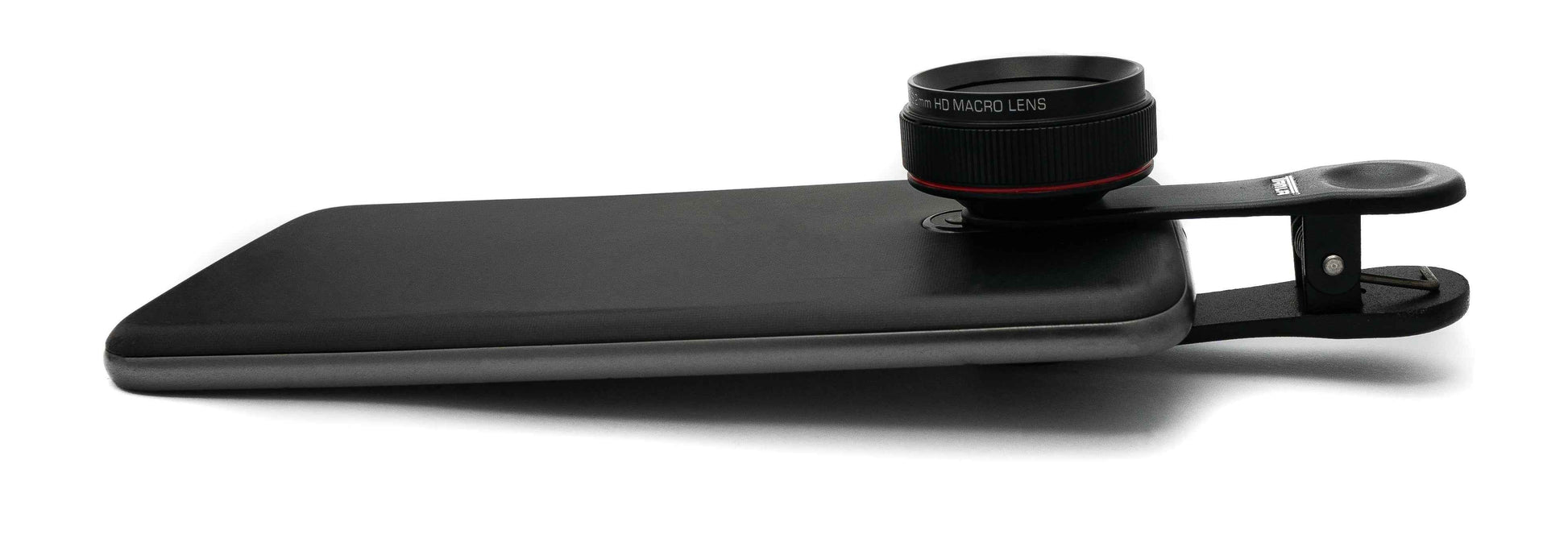 SYSTEM-S Makro Linse 1.1x bis 2.8x Vergrösserung mit Clip und Schutztasche für Smartphone