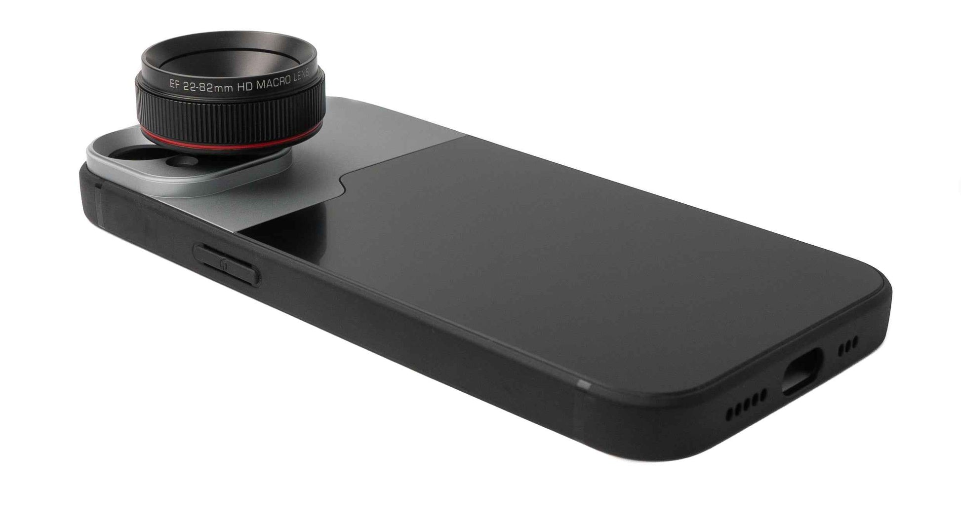 SYSTEM-S Makro Linse 1.1x bis 2.8x Filter mit Hülle in Schwarz für iPhone 13