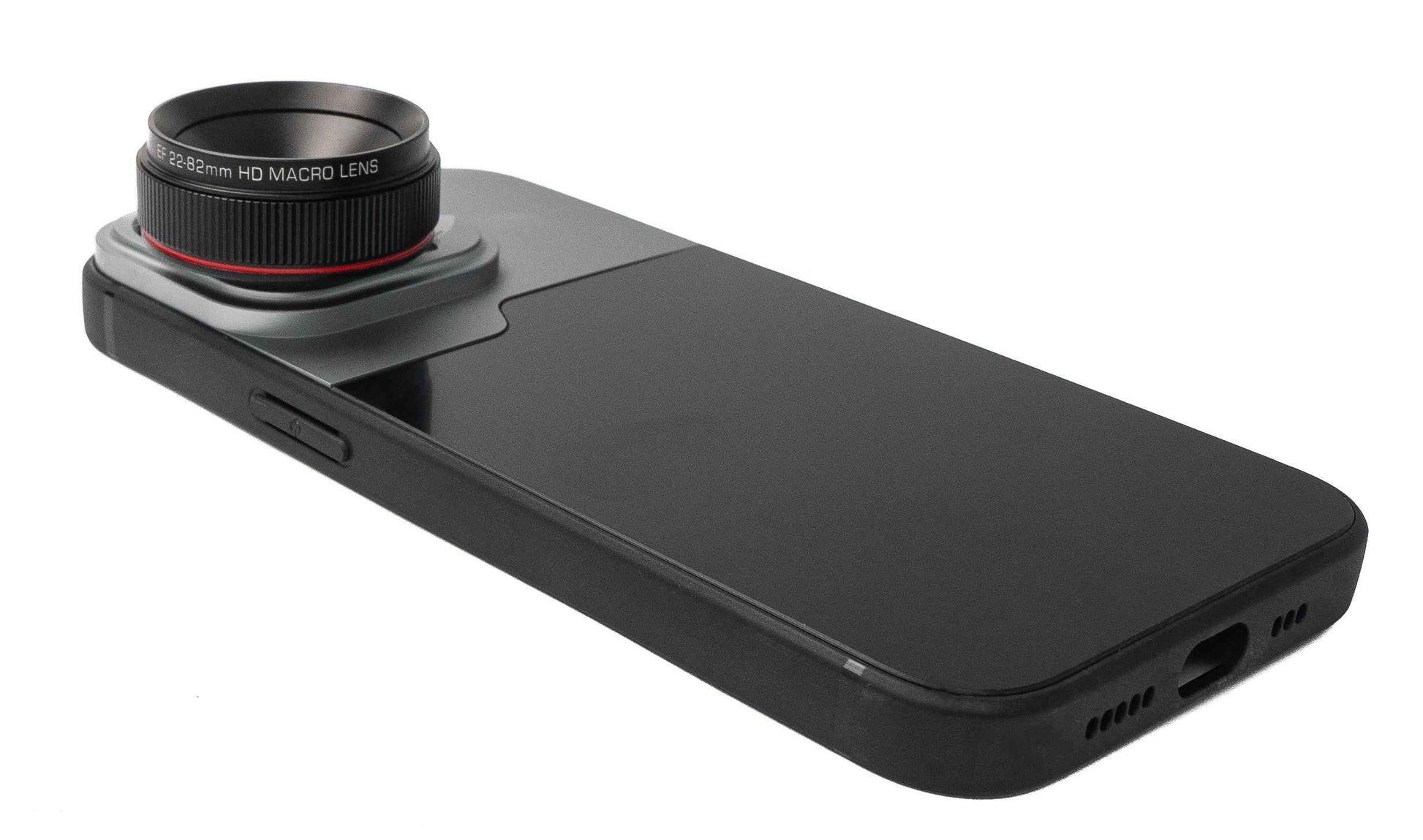 SYSTEM-S Makro Linse 1.1x bis 2.8x Filter mit Hülle in Schwarz für iPhone 13 Pro