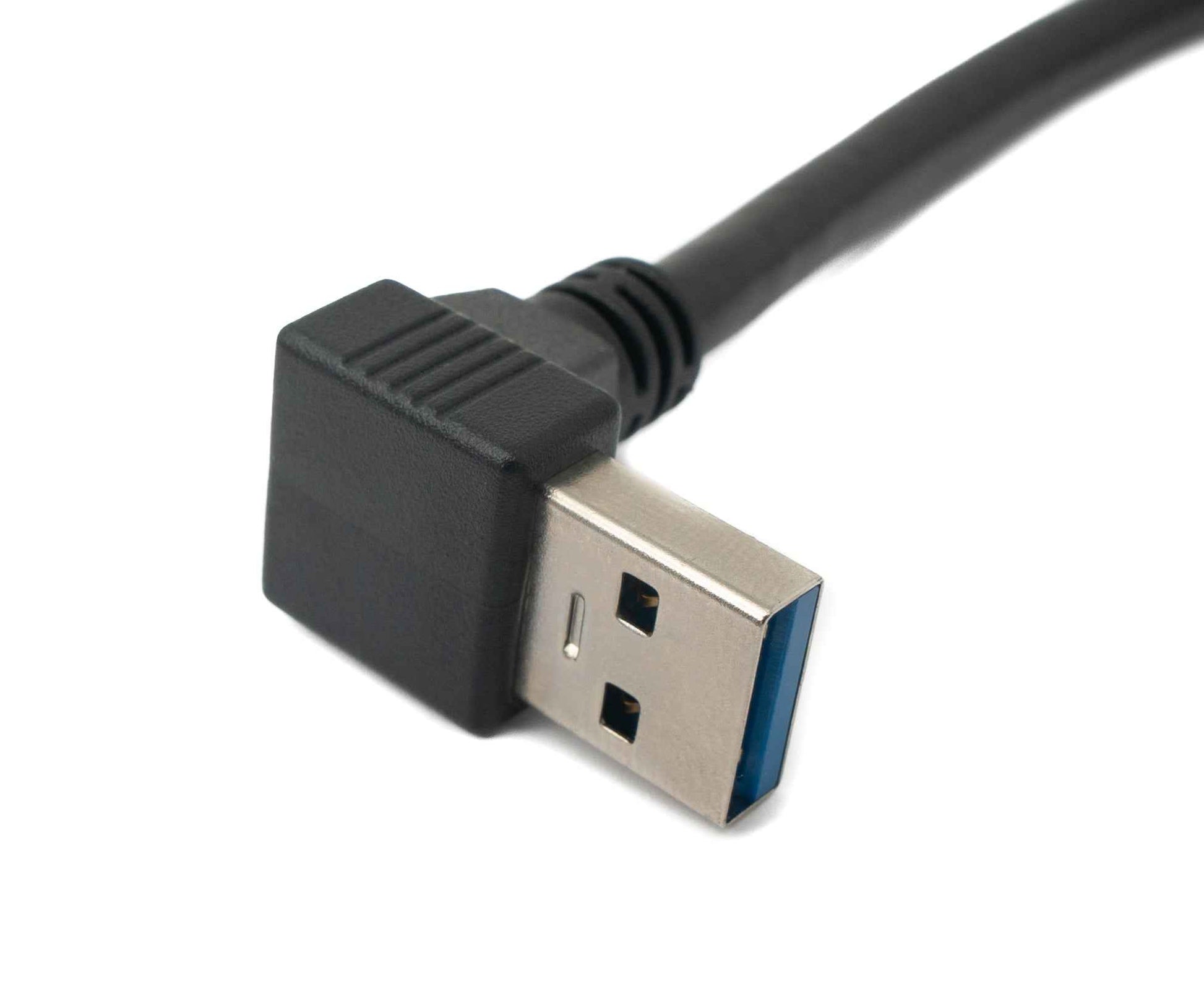 SYSTEM-S USB 3.0 Kabel 30 cm Micro B Stecker zu A Stecker Schraube Winkel Schwarz