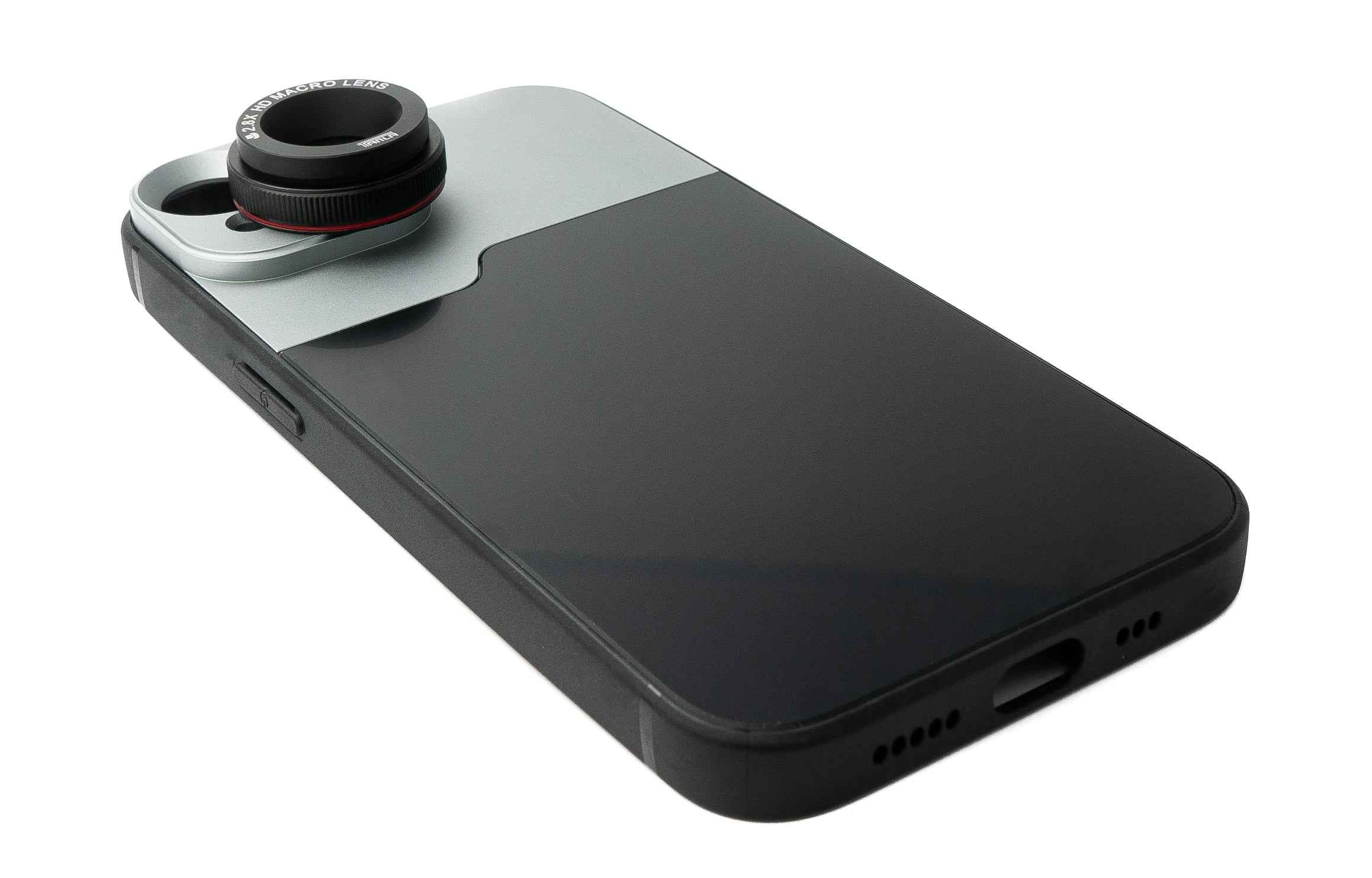 SYSTEM-S Makro Linse 2.8x HD Filter mit Hülle in Schwarz für iPhone 13