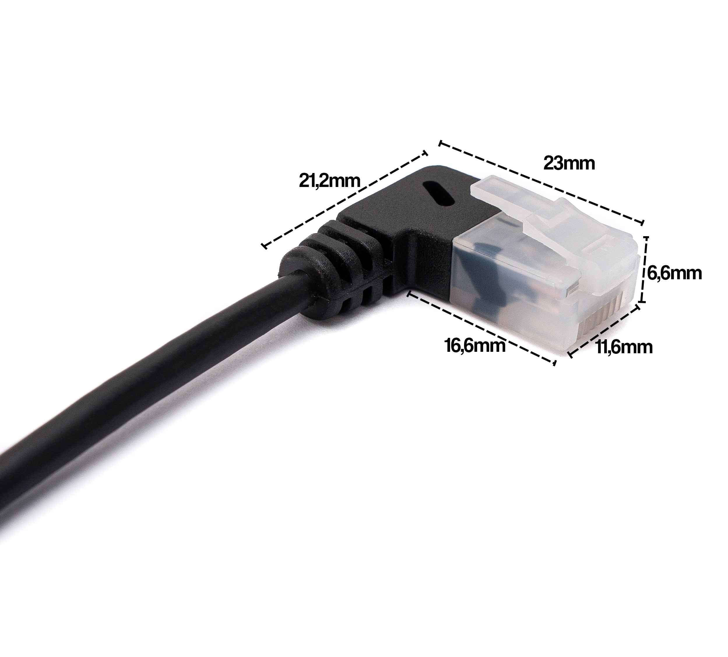 SYSTEM-S LAN Kabel 25 cm RJ45 8P8C STP Cat6 Stecker zu Stecker Winkel Schwarz