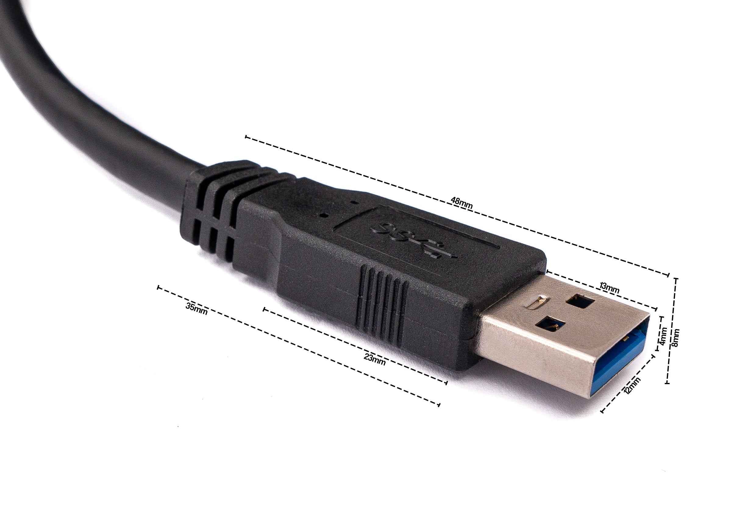 SYSTEM-S USB 3.0 Kabel 8 m Micro B Stecker zu Typ A Stecker in Schwarz