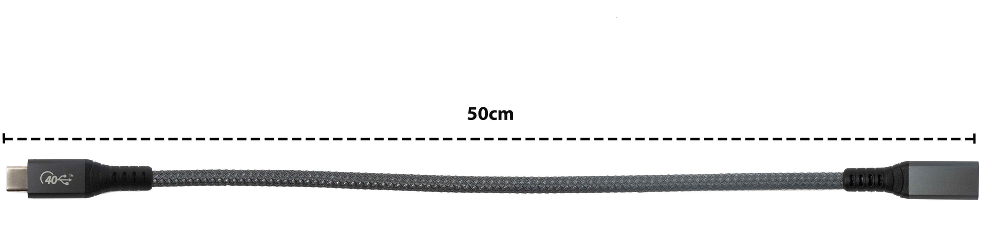 SYSTEM-S USB4 USB Kabel 50 cm Typ C Stecker zu Buchse 40 Gbit/s USB 4.0 geflochten in Grau