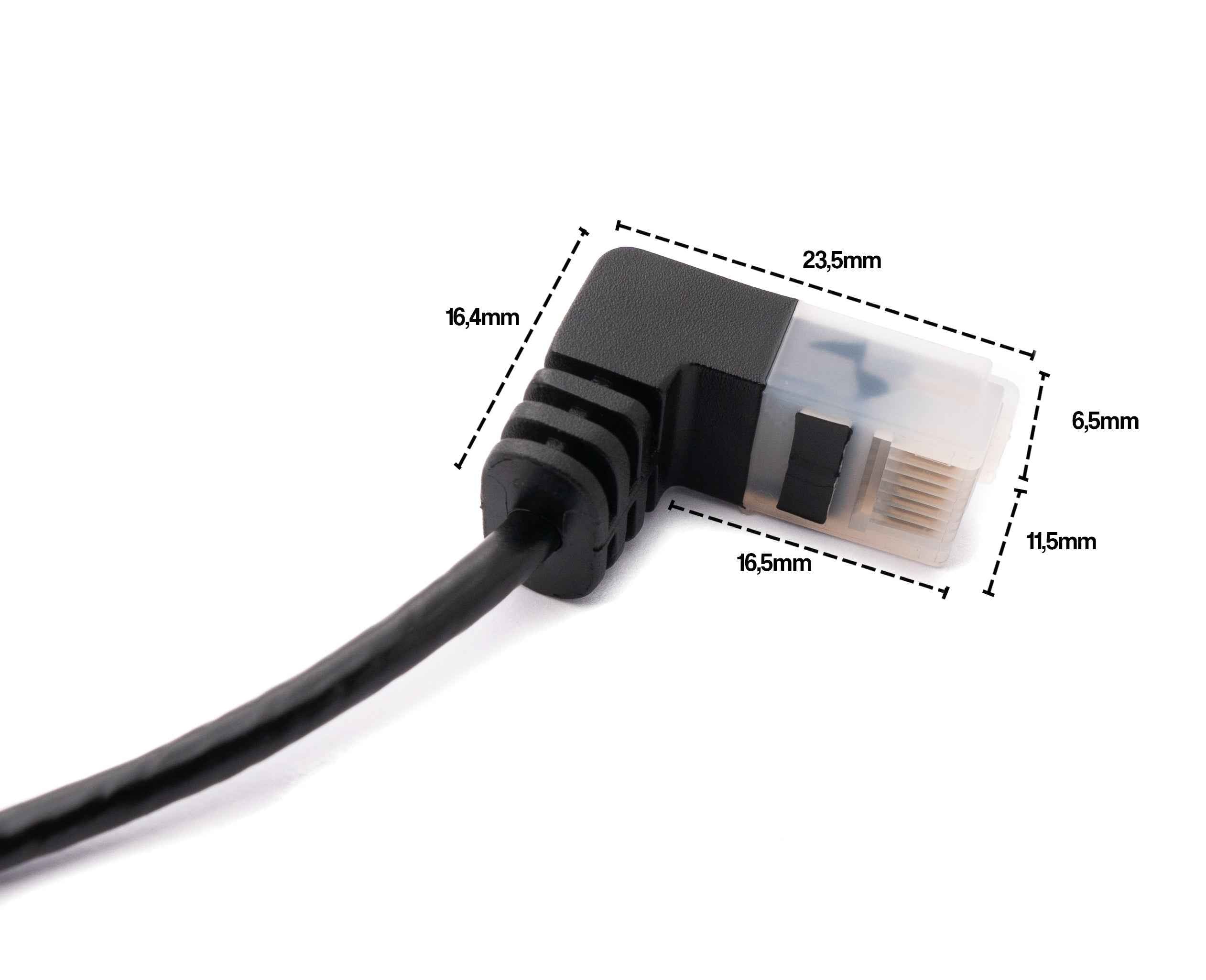 SYSTEM-S LAN Kabel 25 cm RJ45 8P8C STP Cat6 Stecker zu Stecker Winkel Schwarz