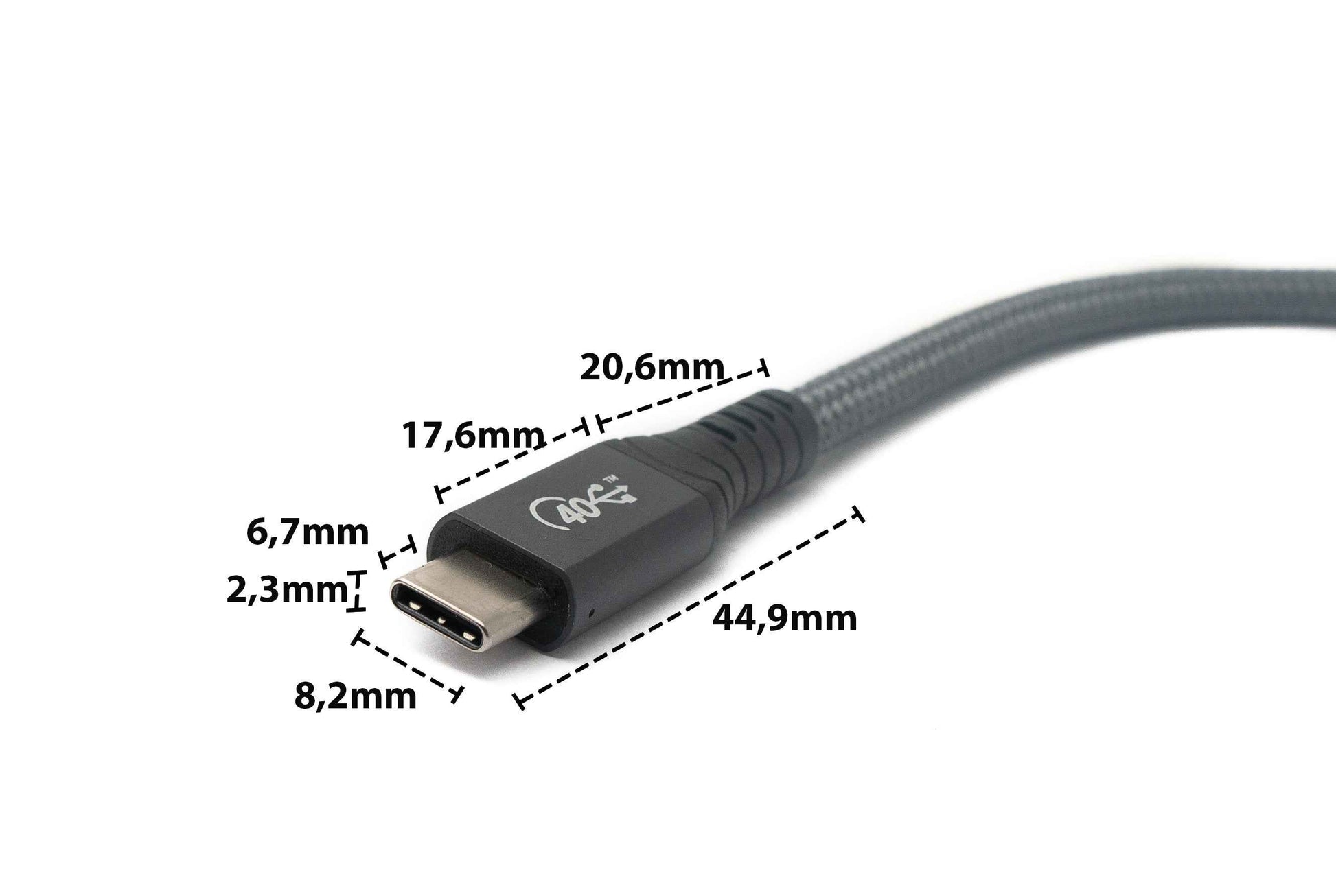 SYSTEM-S USB4 USB Kabel 50 cm Typ C Stecker zu Buchse 40 Gbit/s USB 4.0 geflochten in Grau
