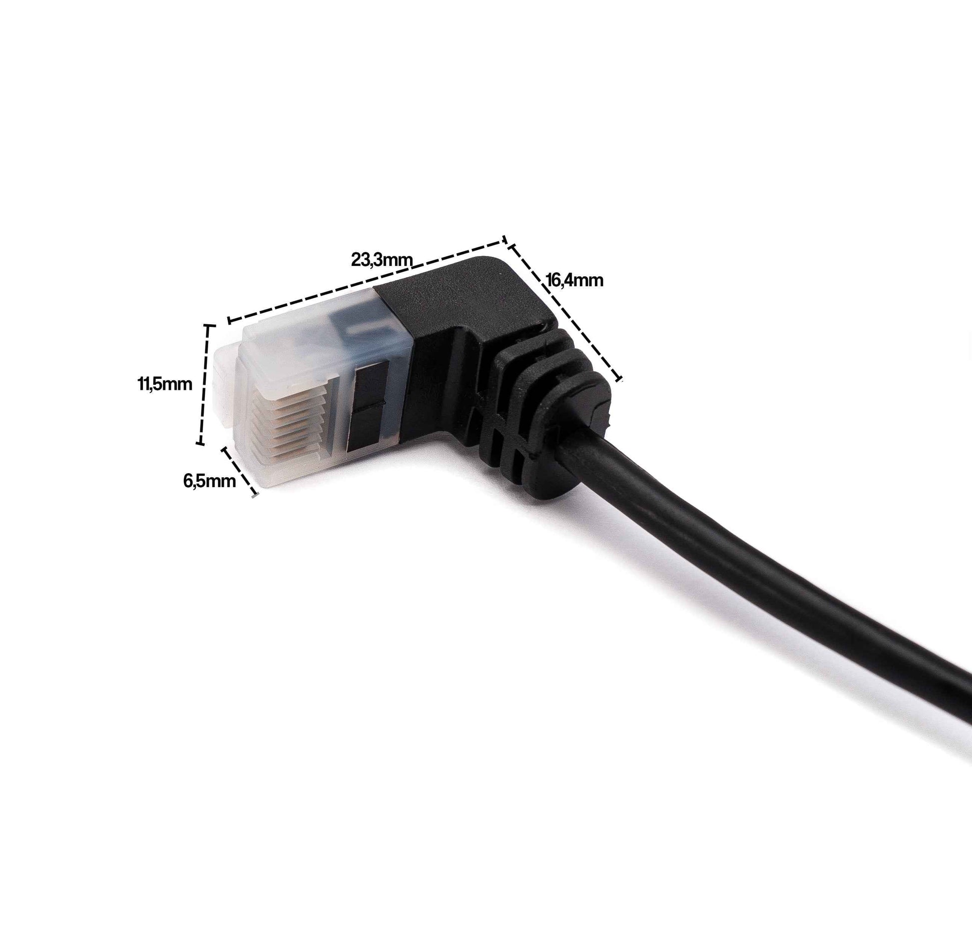 SYSTEM-S LAN Kabel 25 cm RJ45 8P8C STP Cat6 Stecker zu Stecker Winkel Schwarz
