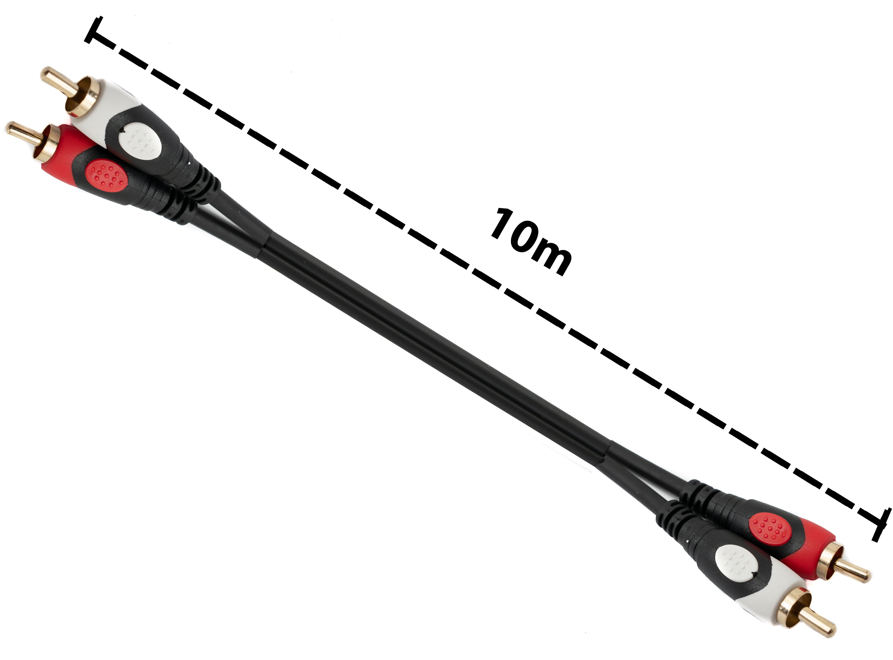 Cinch-Kabel 2 RCA Stecker zu Stecker 10 m Stereo AV schwarz | System-S