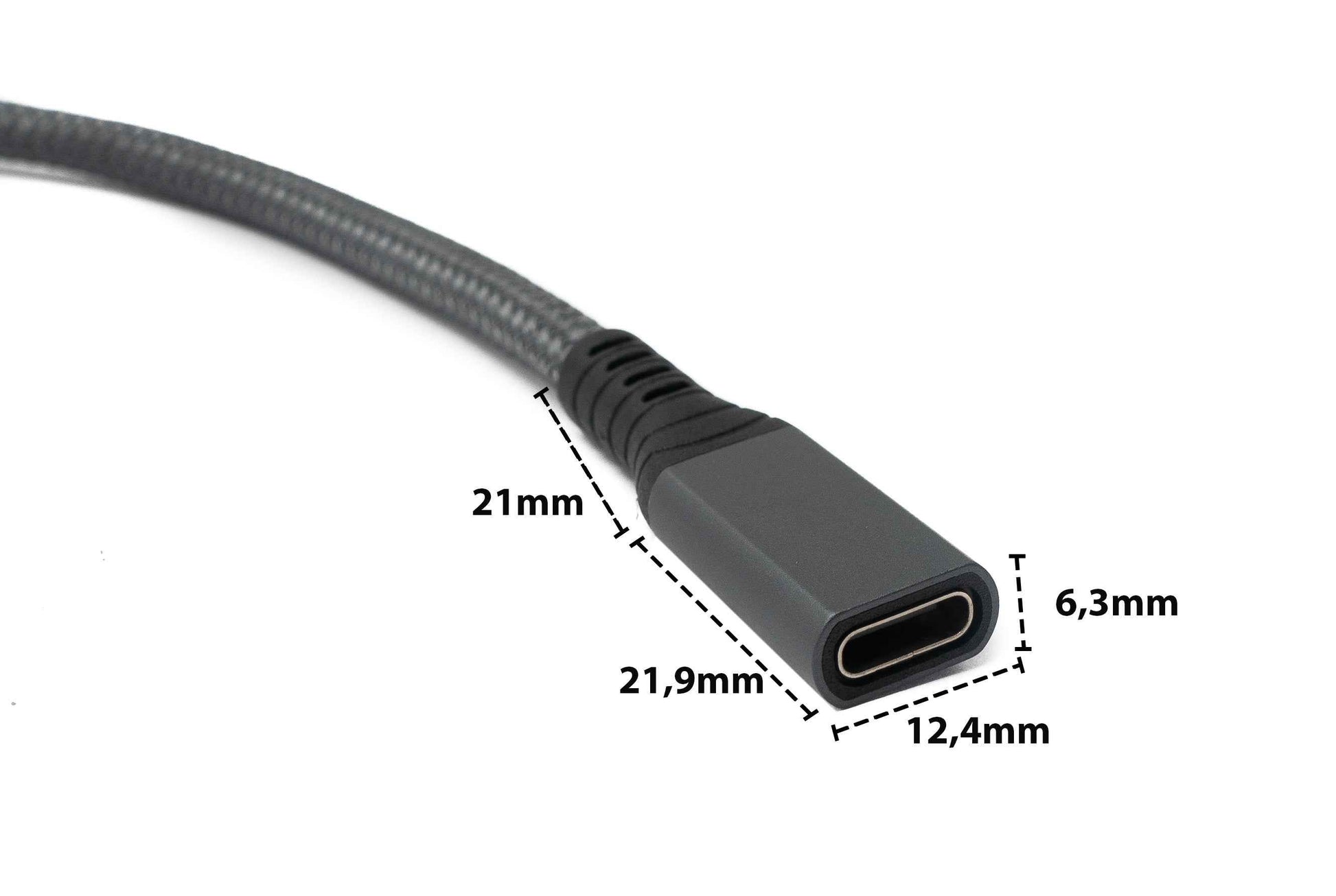 SYSTEM-S USB4 USB Kabel 50 cm Typ C Stecker zu Buchse 40 Gbit/s USB 4.0 geflochten in Grau