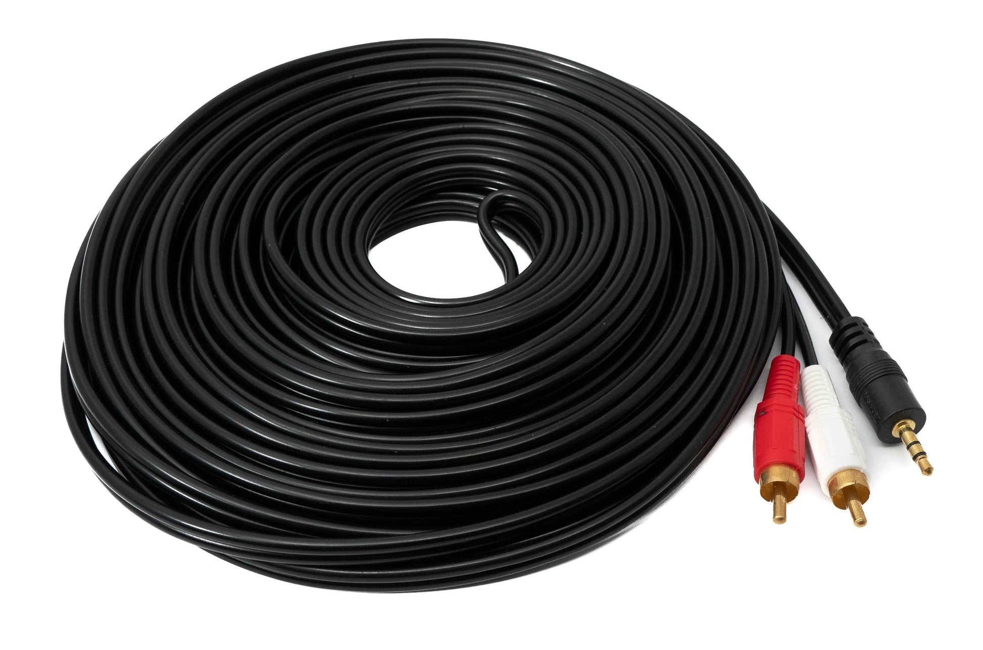 SYSTEM-S Cinch 2 RCA Kabel 15 m Stecker zu AUX 3,5 mm Klinke Stecker Stereo AV in Schwarz
