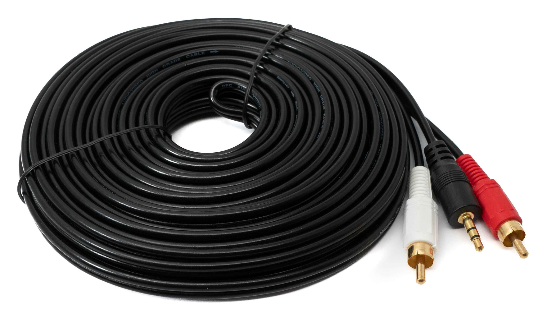 Cinch-Kabel 2 RCA auf 3,5 mm Klinke 10 m Stereo AV schwarz | System-S