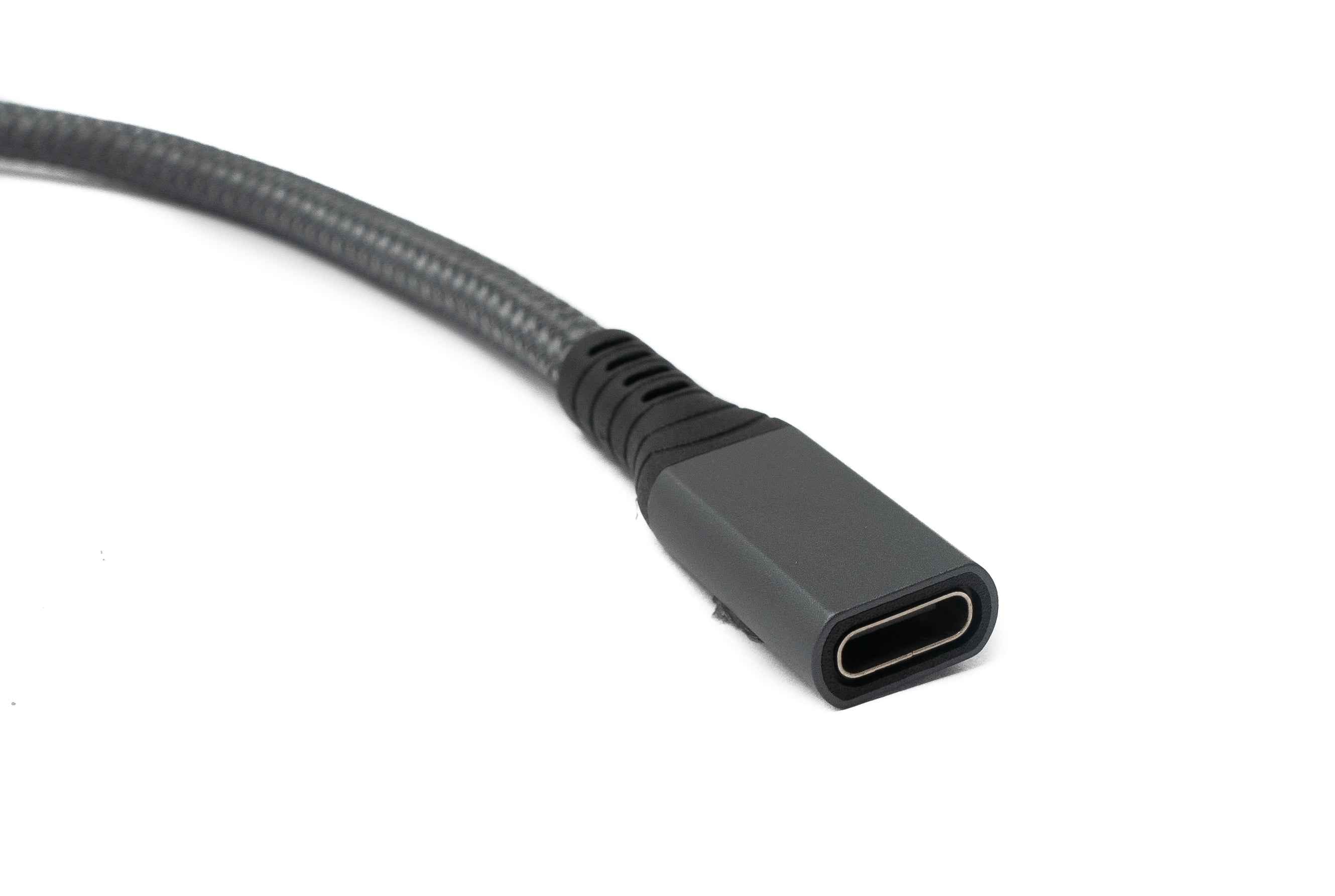 SYSTEM-S USB4 USB Kabel 80 cm Typ C Stecker zu Buchse 40 Gbit/s USB 4.0 geflochten in Grau